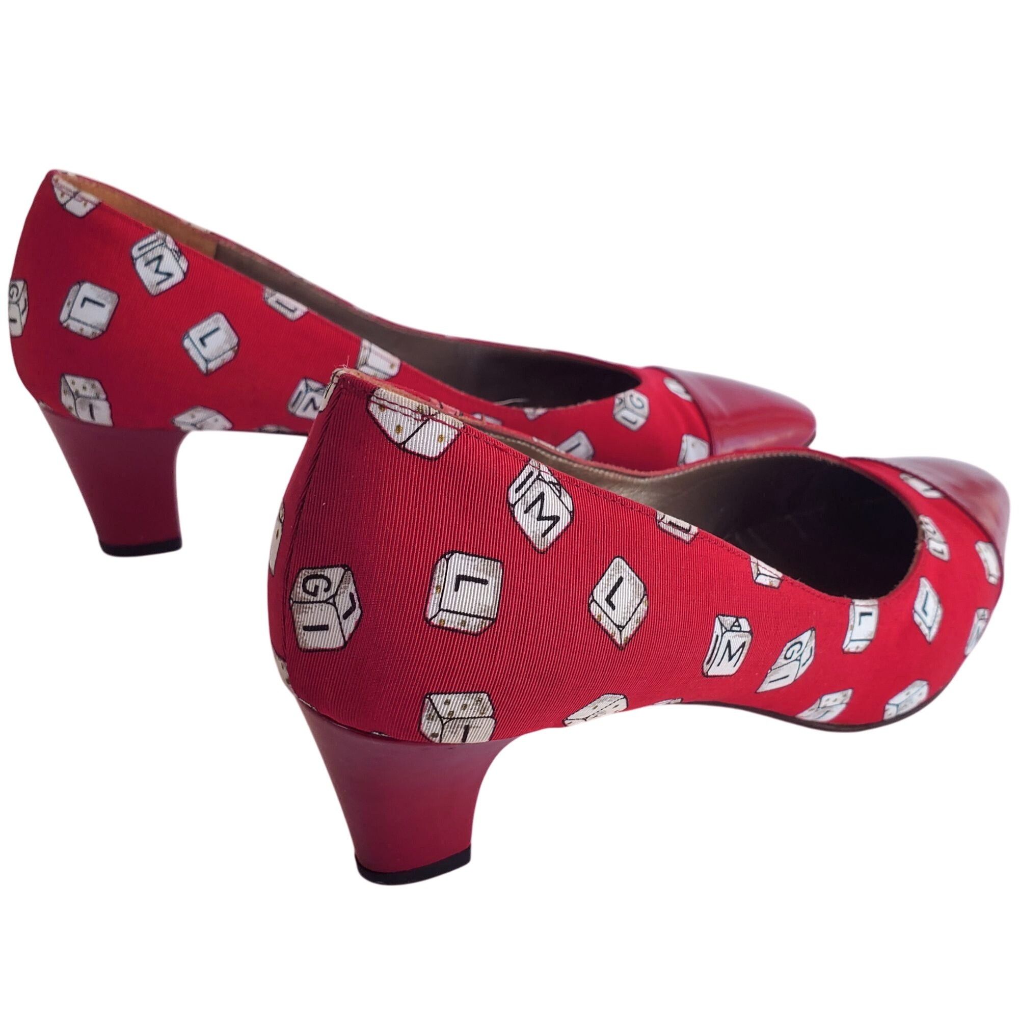 Bruno Magli Bruno Magli 80s Vintage Red Heels 7.5 Novelty Dice Leather C Size US 7.5 / IT 37.5 - 7 Thumbnail