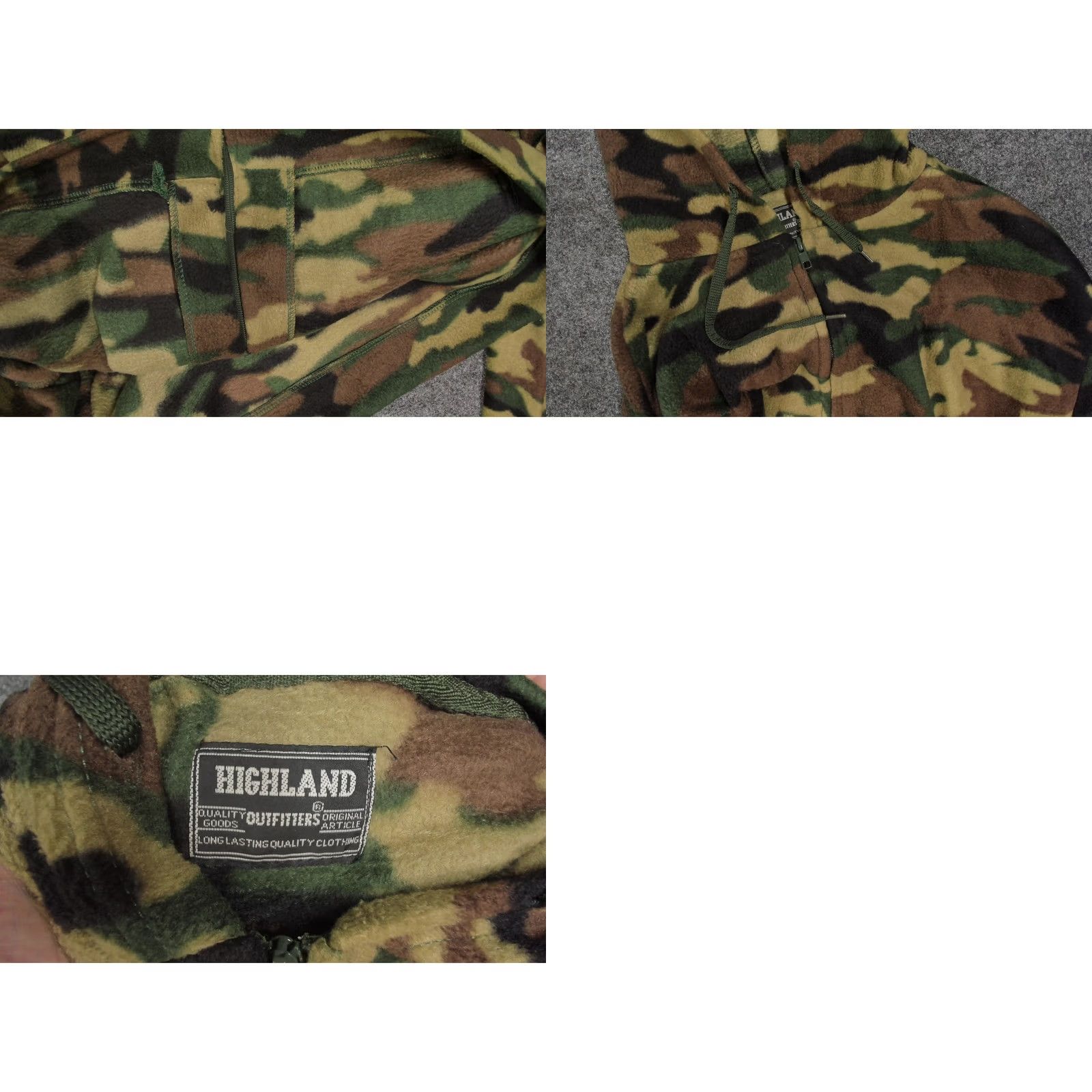 Vintage Highland Outfitters Woodland Camo Fleece Zip Hoodie Mens XXL Green Camouflage Y2K Gorpcore Vintage Full Zip Pockets Size US XXL / EU 58 / 5 - 8 Thumbnail