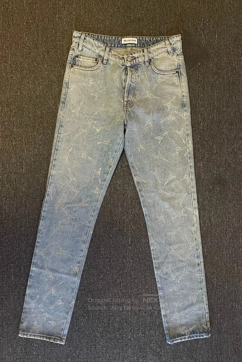 Other Balenciaga Denim Jeans with Paris Tower Rhinestones. Size US 29 - 1 Thumbnail