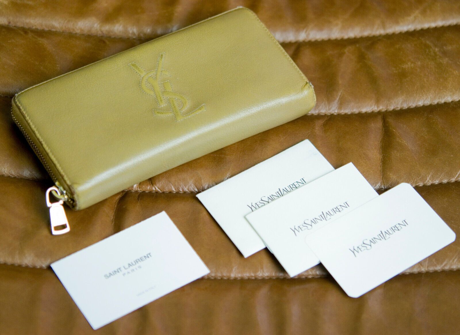 Yves Saint Laurent YSL Yves Saint Laurent Womens Monogram Wallet Long Beige Size ONE SIZE - 2 Thumbnail