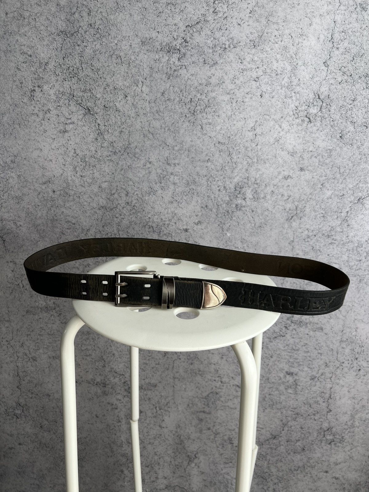 Harley Davidson Vintage Harley Davidson Leather Belt 2000s Embossed Bikers Size 44 - 1 Thumbnail