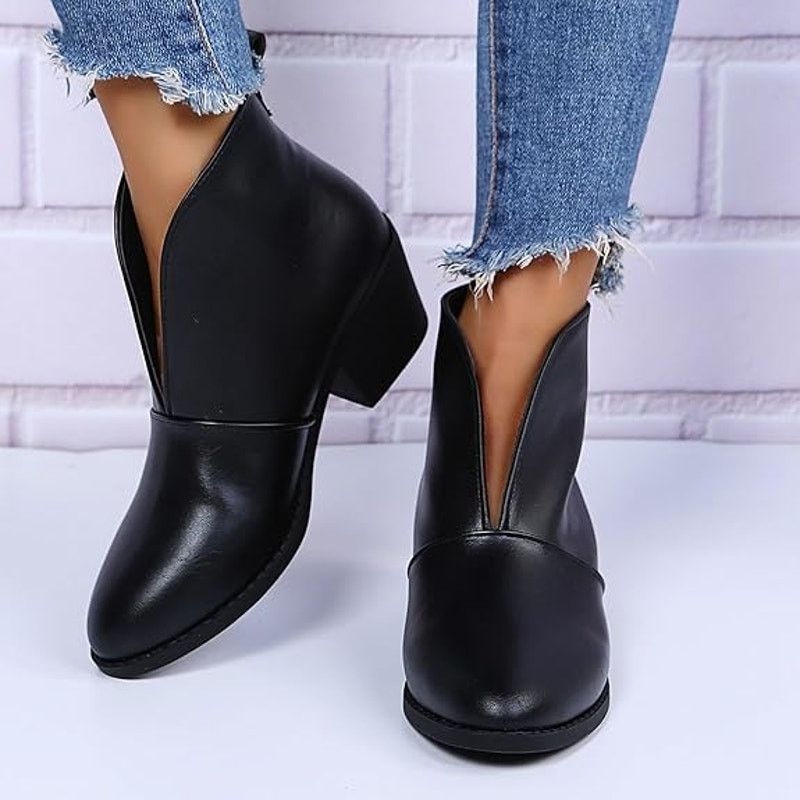 Other Women Chunky Heel Ankle BootsV Cut Fashion Slip on Size US 8 / IT 38 - 1 Thumbnail