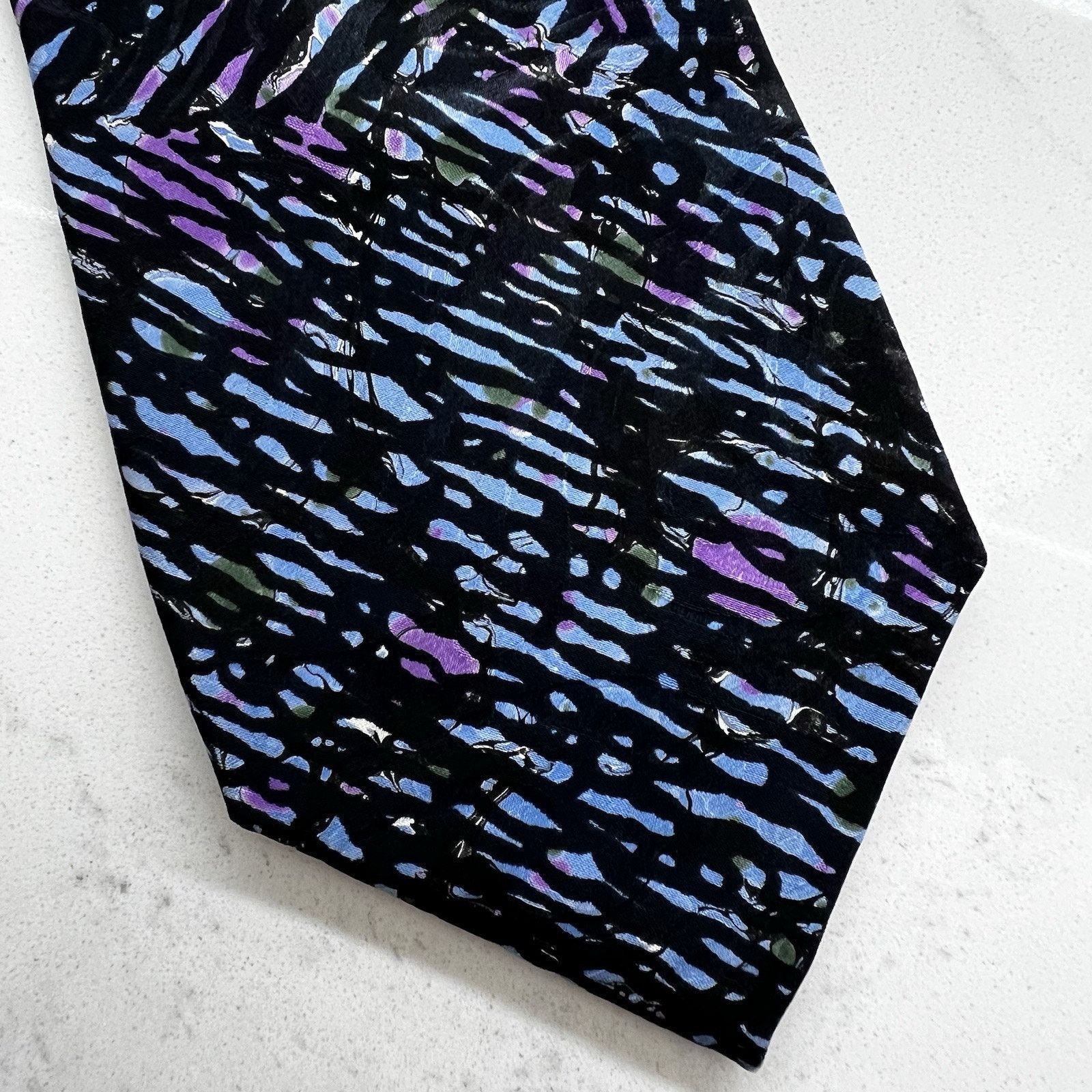 Other Moth Hand Marbled Silk Tie Corpcore Art Watercolor Abstract Size 34 - 2 Thumbnail