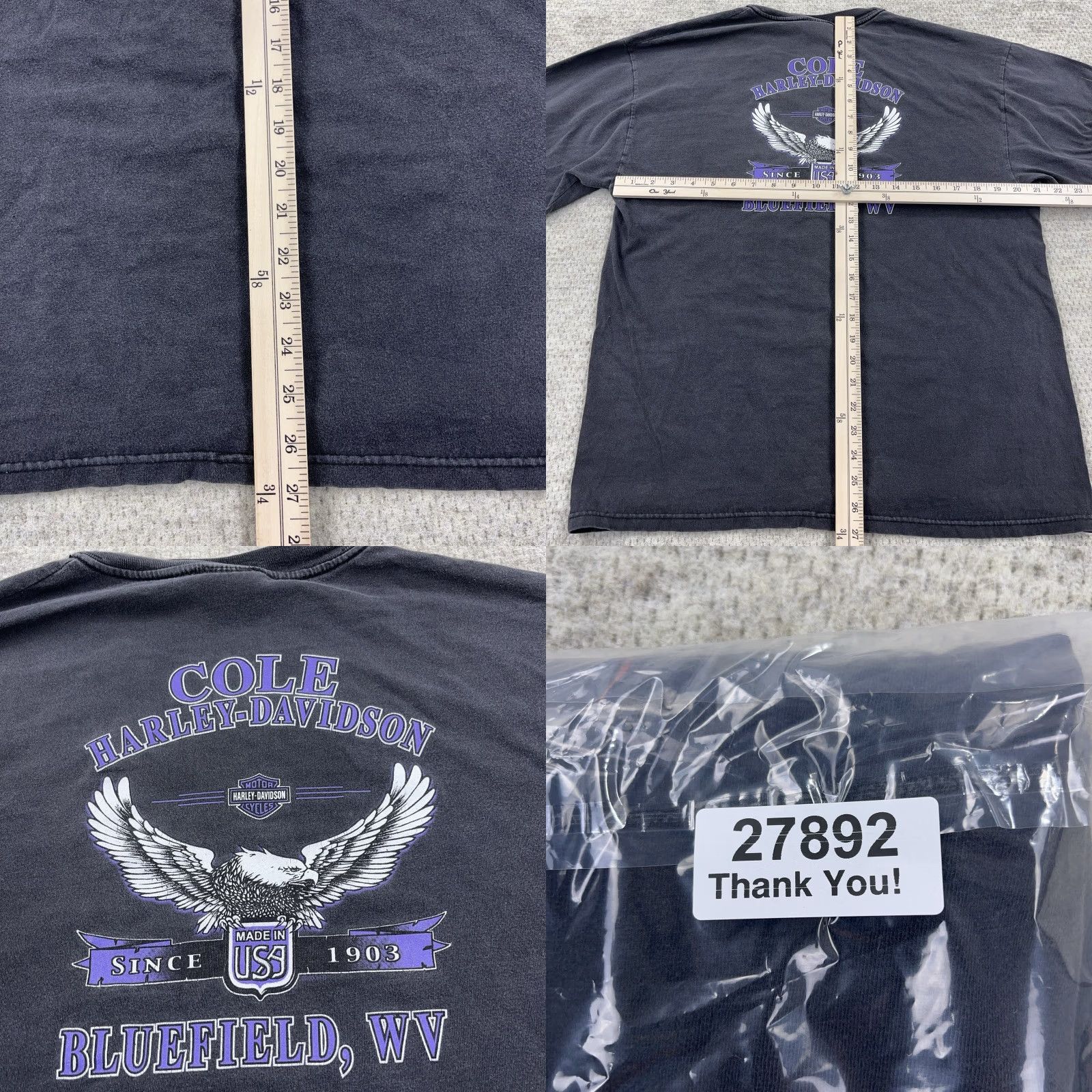 Harley Davidson VINTAGE Harley-Davidson Shirt Men Large Black Graphic Print 80s USA Logo Long Sleeve Fire Flames Eagle Size US L / EU 52-54 / 3 - 9 Thumbnail