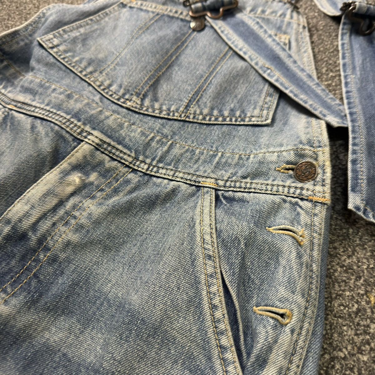 Japanese Brand Rare Vintage 70s Overall Houston Carpenter Washed Denim Size US 32 / EU 48 - 5 Thumbnail