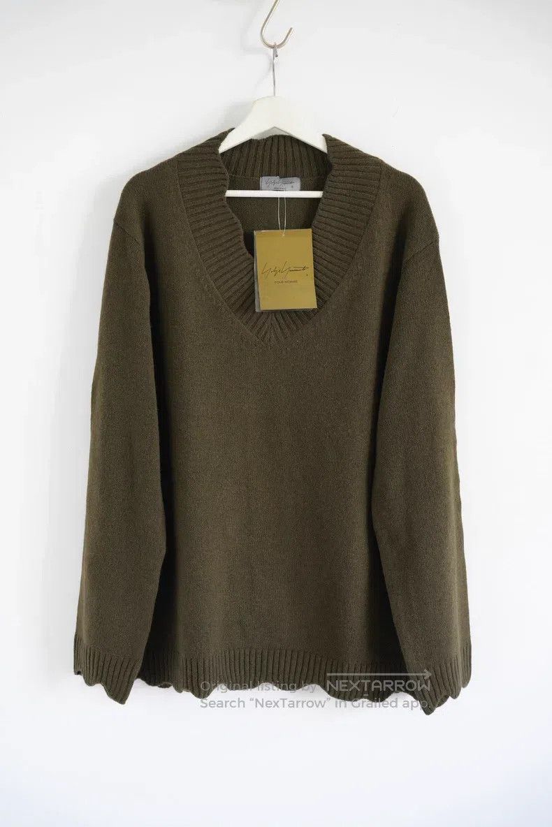 Yohji Yamamoto YOHJI YAMAMOTO Wave Collar Olive Green Sweater Size US L / EU 52-54 / 3 - 1 Thumbnail