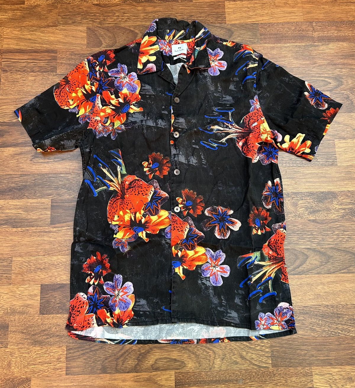 PS Paul Smith Floral Print Open Collar Vacation Shirt