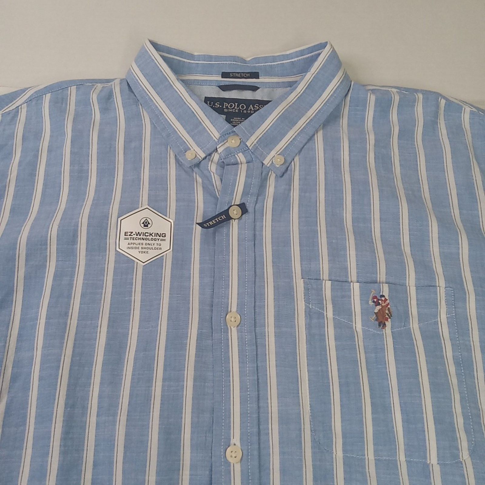 U.S. Polo Assn. U.S. Polo Assn. Woven Shirt Men's 2XL Stretch Blue Striped Size US XXL / EU 58 / 5 - 2 Thumbnail