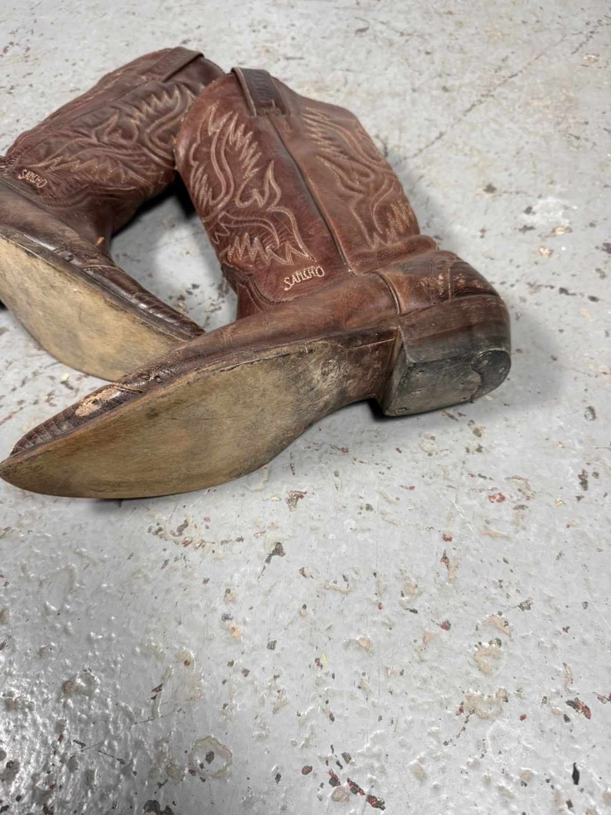 Sancho Boots 90s Vintage Sancho Spain Distressed Cowboy Boots Pointy Toes Size US 8 / EU 41 - 2 Thumbnail