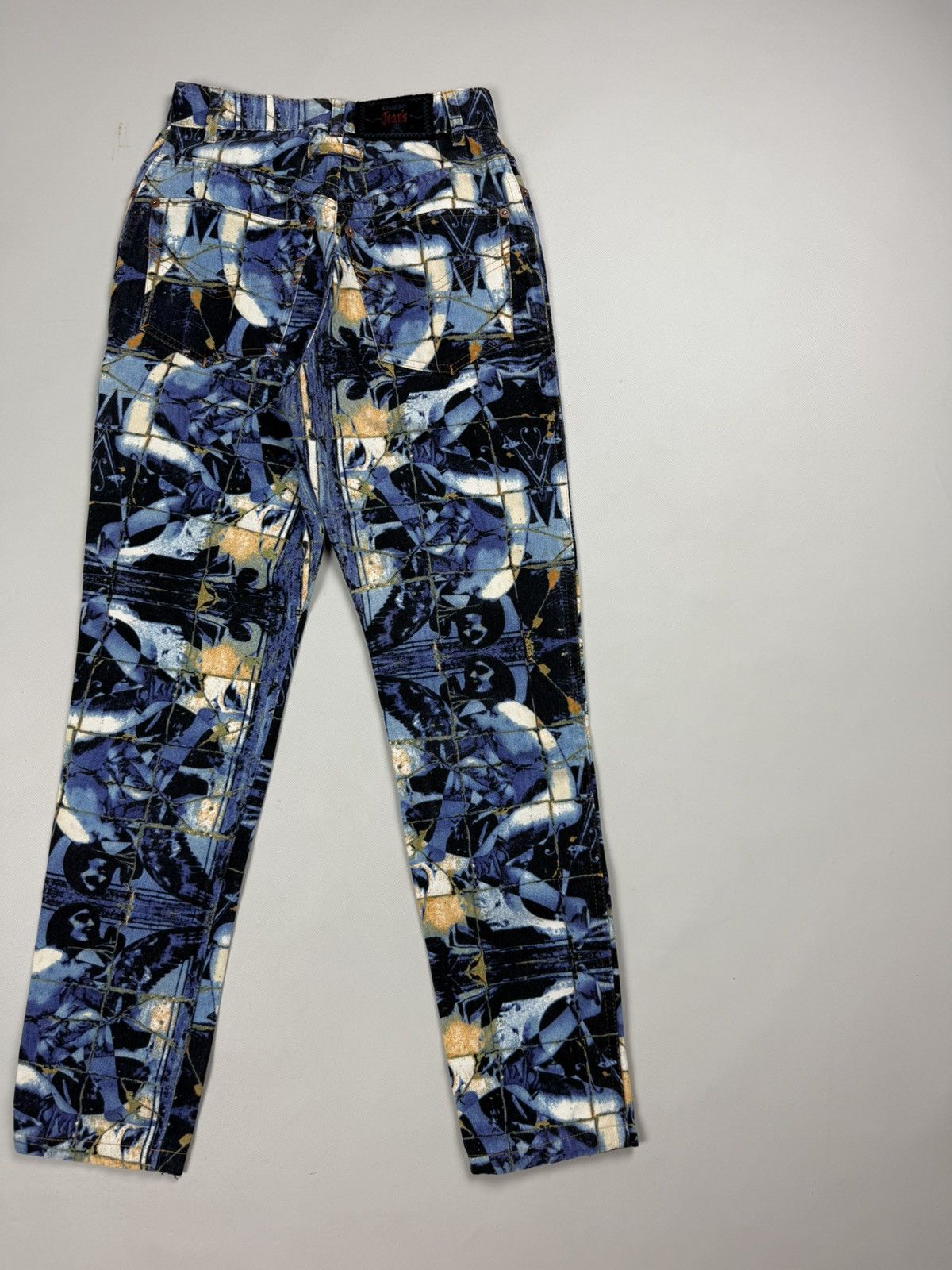 Jean Paul Gaultier 90s JPG Jean Paul Gaultier Stained Glass Printed Denim Jeans Size 25" / US 0 / IT 36 - 16 Thumbnail
