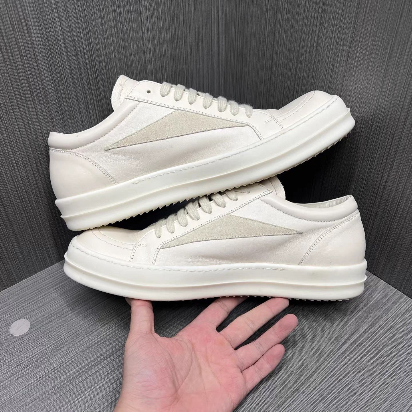 Rick Owens Rick Owens Ivory White Calfskin Sneakers K15 Size US 12 / EU 45 - 4 Thumbnail