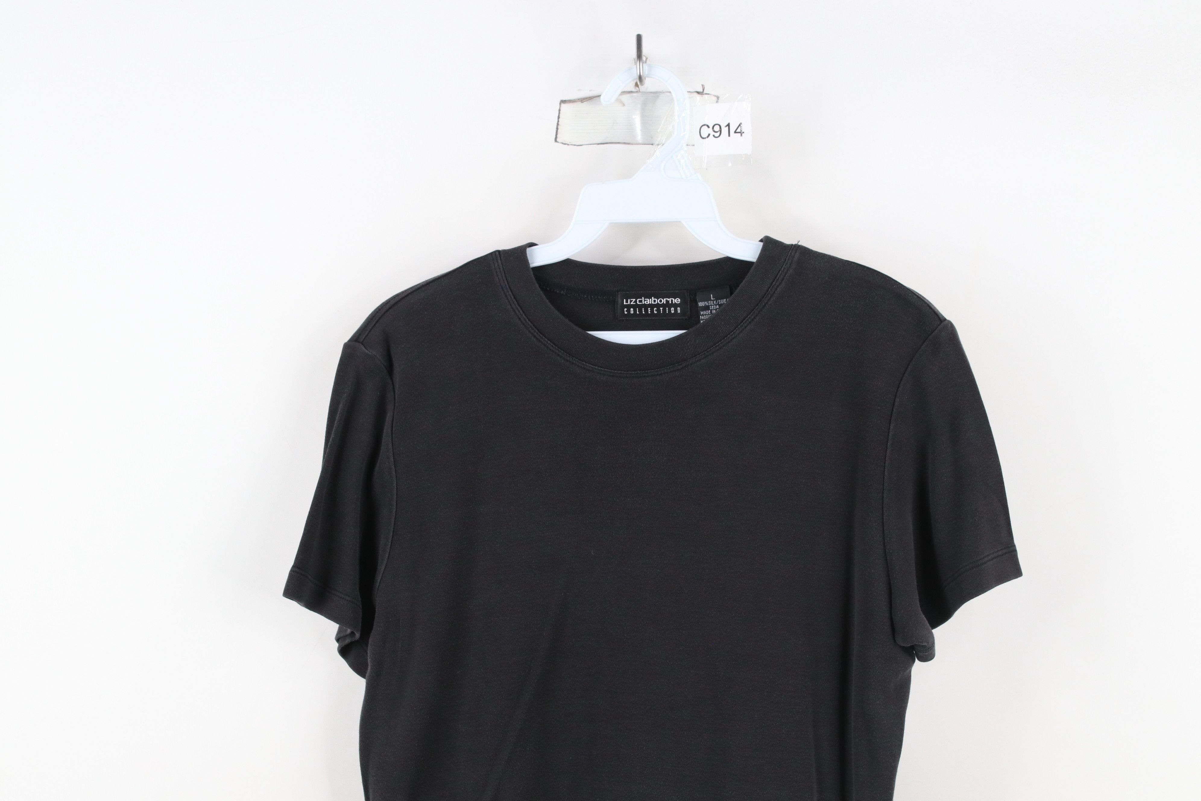 Vintage Vintage 90s Streetwear Blank Silk Short Sleeve T-Shirt Black Size L / US 10 / IT 46 - 2 Thumbnail