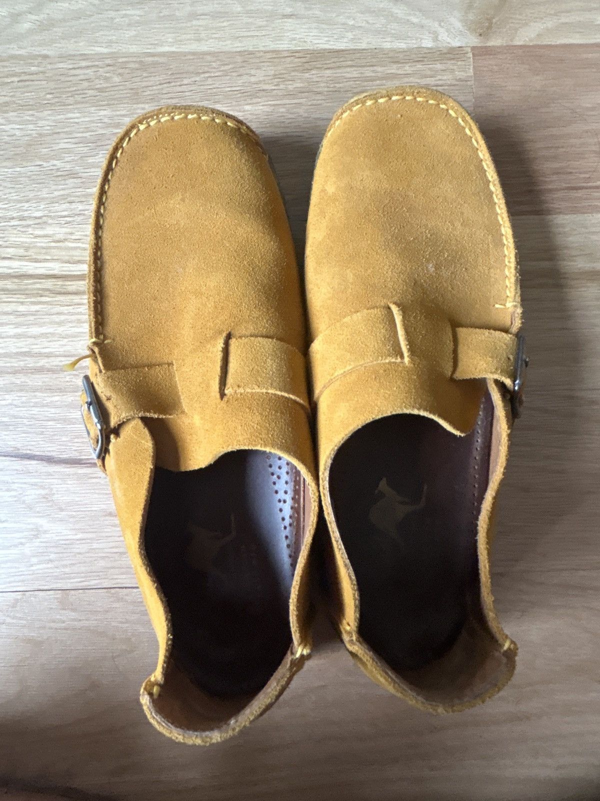 18 East × Padmore & Barnes 9UK 10US Yellow Suede One Piece Monkstrap crepe sole Size US 10 / EU 43 - 4 Thumbnail