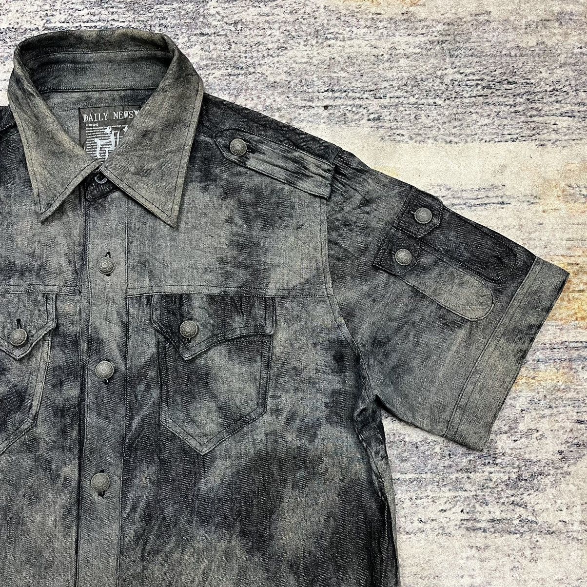 If Six Was Nine Daily News skull Cross print Dye shirt vkei style Size US M / EU 48-50 / 2 - 5 Thumbnail
