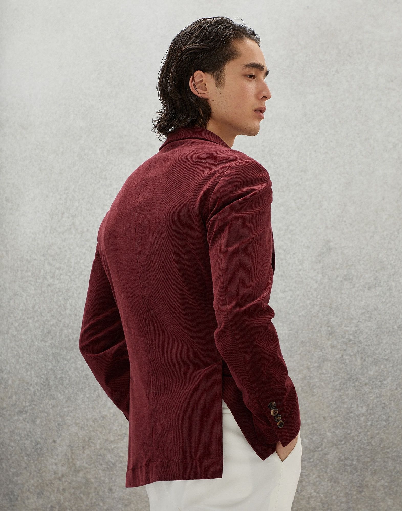 Brunello Cucinelli o1w1db10225 Woven Jacket Wool Corduroy in Dark Red Size US M / EU 48-50 / 2 - 2 Thumbnail