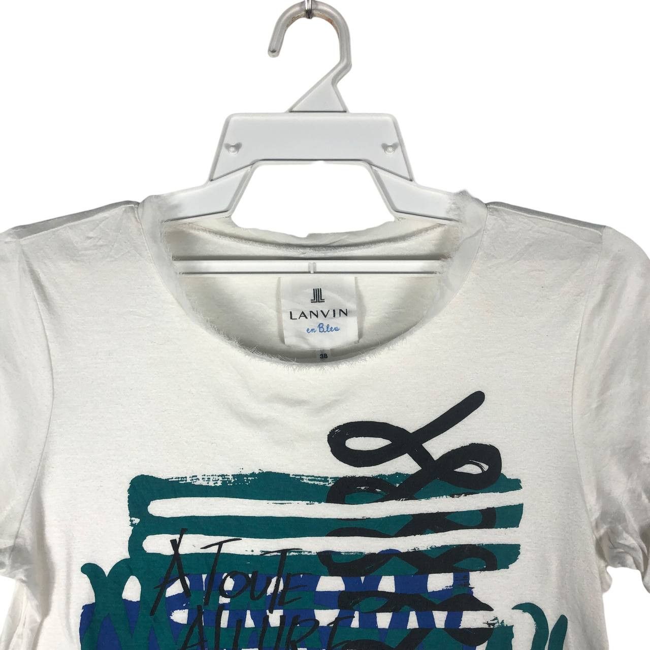 Lanvin Lanvin En Blue White T-Shirt Size XS / US 0-2 / IT 36-38 - 2 Thumbnail