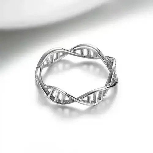 Jewelry × Vintage DNA Ring Art Molecule Silver Anatomy Human Jewelry Rings Size ONE SIZE - 1 Thumbnail