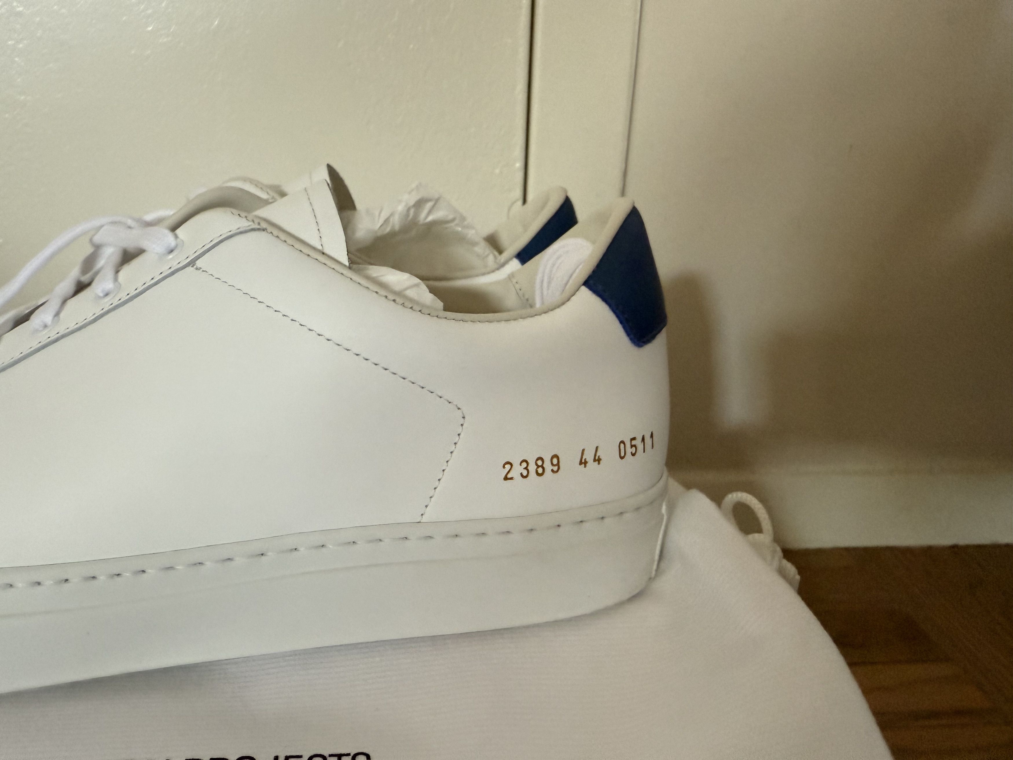 Common Projects Common Project Achilles white retro blue lows leather Size US 11 / EU 44 - 5 Thumbnail