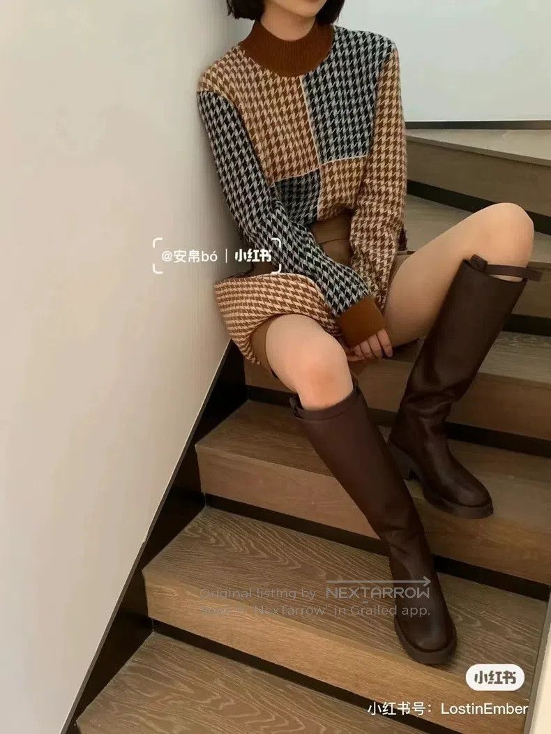 Hermes Hermes Goat Hair Houndstooth Knit Sweater Size XS / US 0-2 / IT 36-38 - 7 Thumbnail