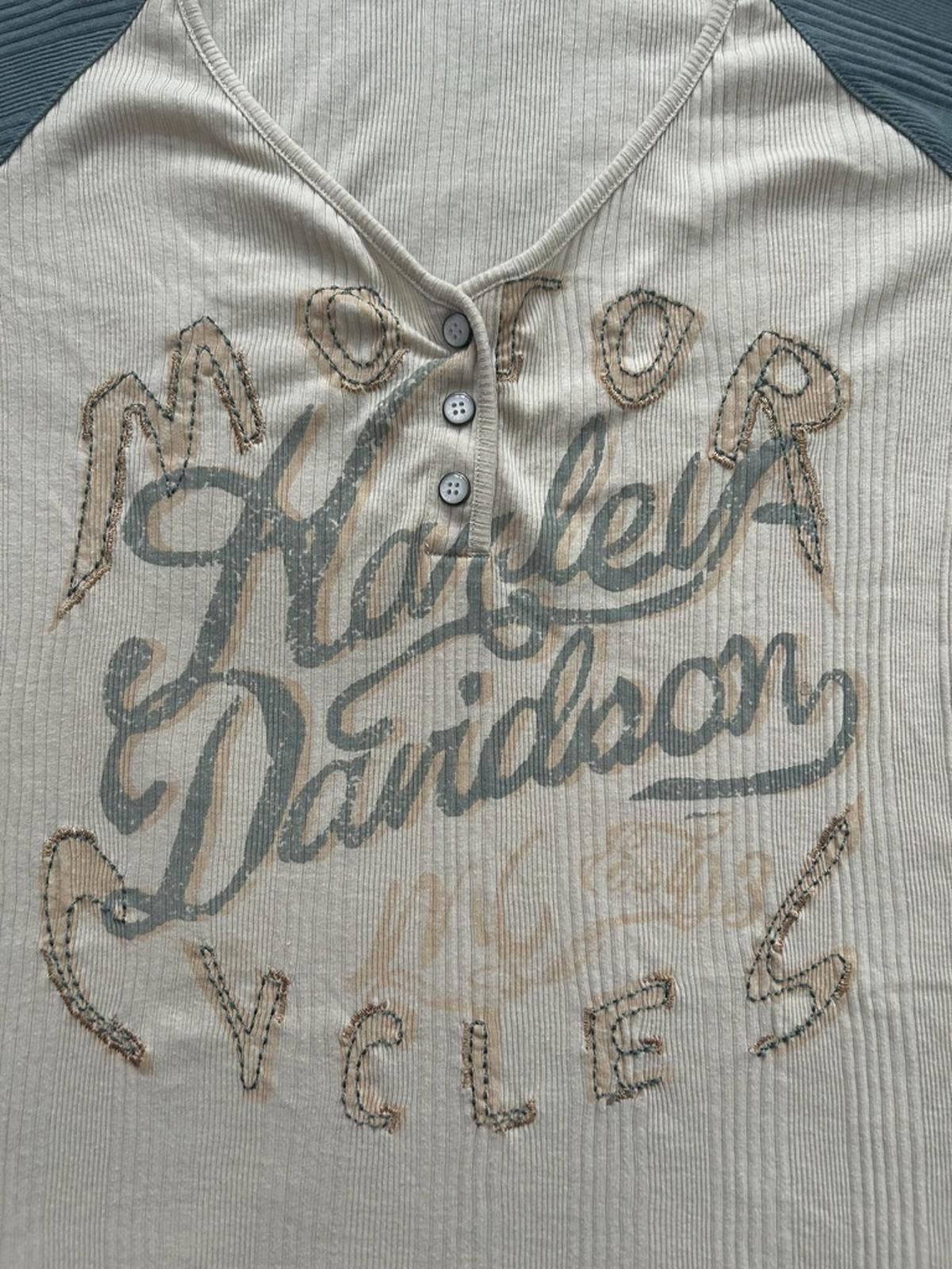 Harley Davidson Harley Davidson Women's Short Sleeve Buttoned Raglan Shirt Size XL / US 12-14 / IT 48-50 - 2 Thumbnail