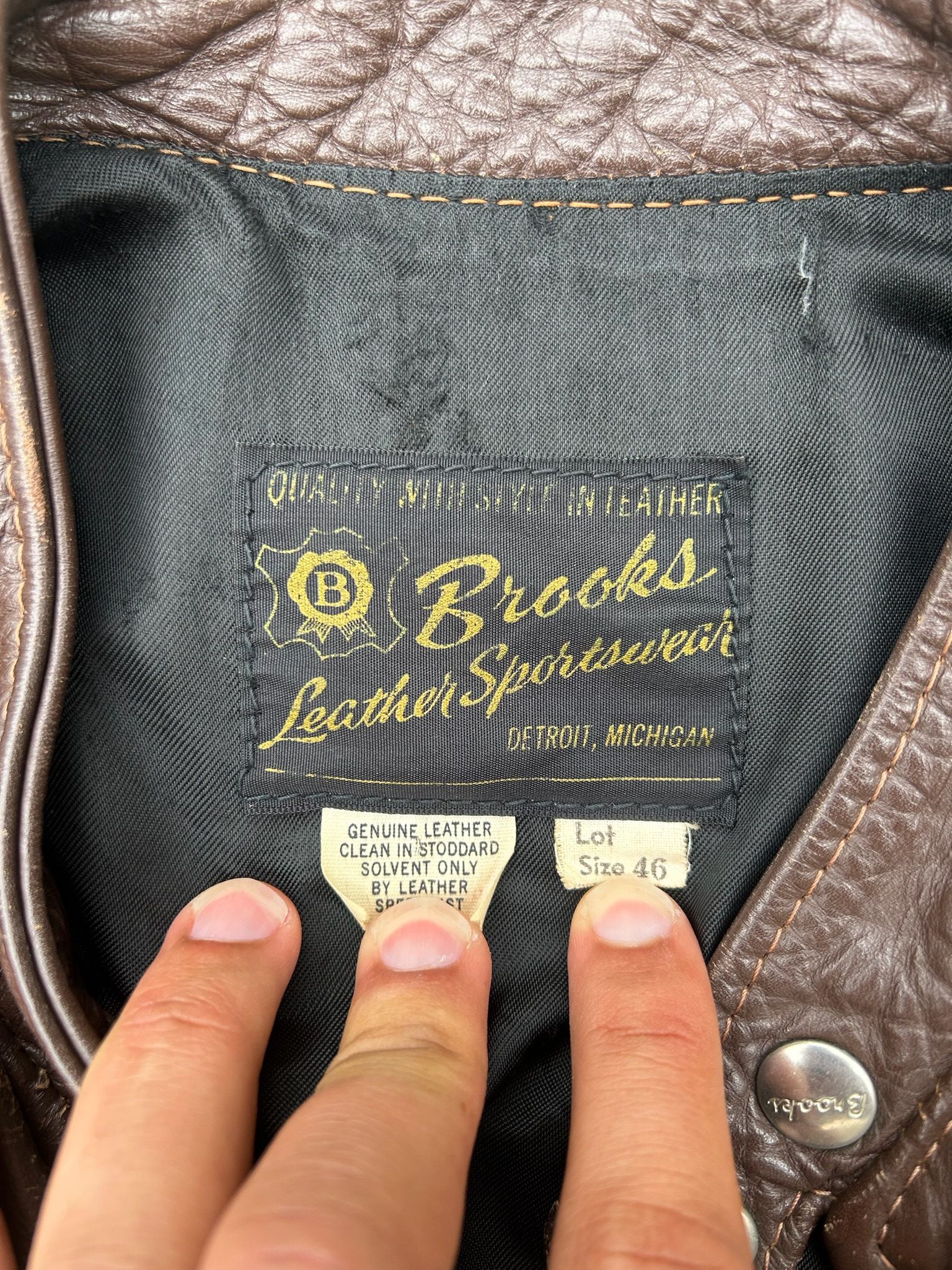 Brooks Vintage Brooks Leather Jacket Size US L / EU 52-54 / 3 - 3 Thumbnail