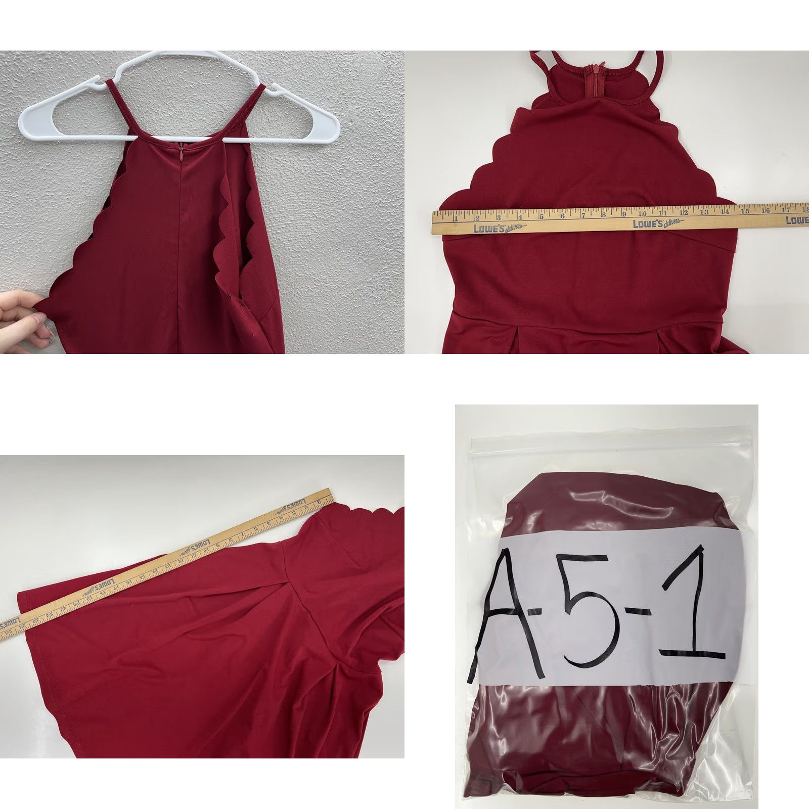 Vintage Womens Unbranded Dress Halter Top Scallop Cut Red Size Medium Dress Red Sleeveless A-Line Zipper back Womens XS? Size M / US 6-8 / IT 42-44 - 8 Thumbnail