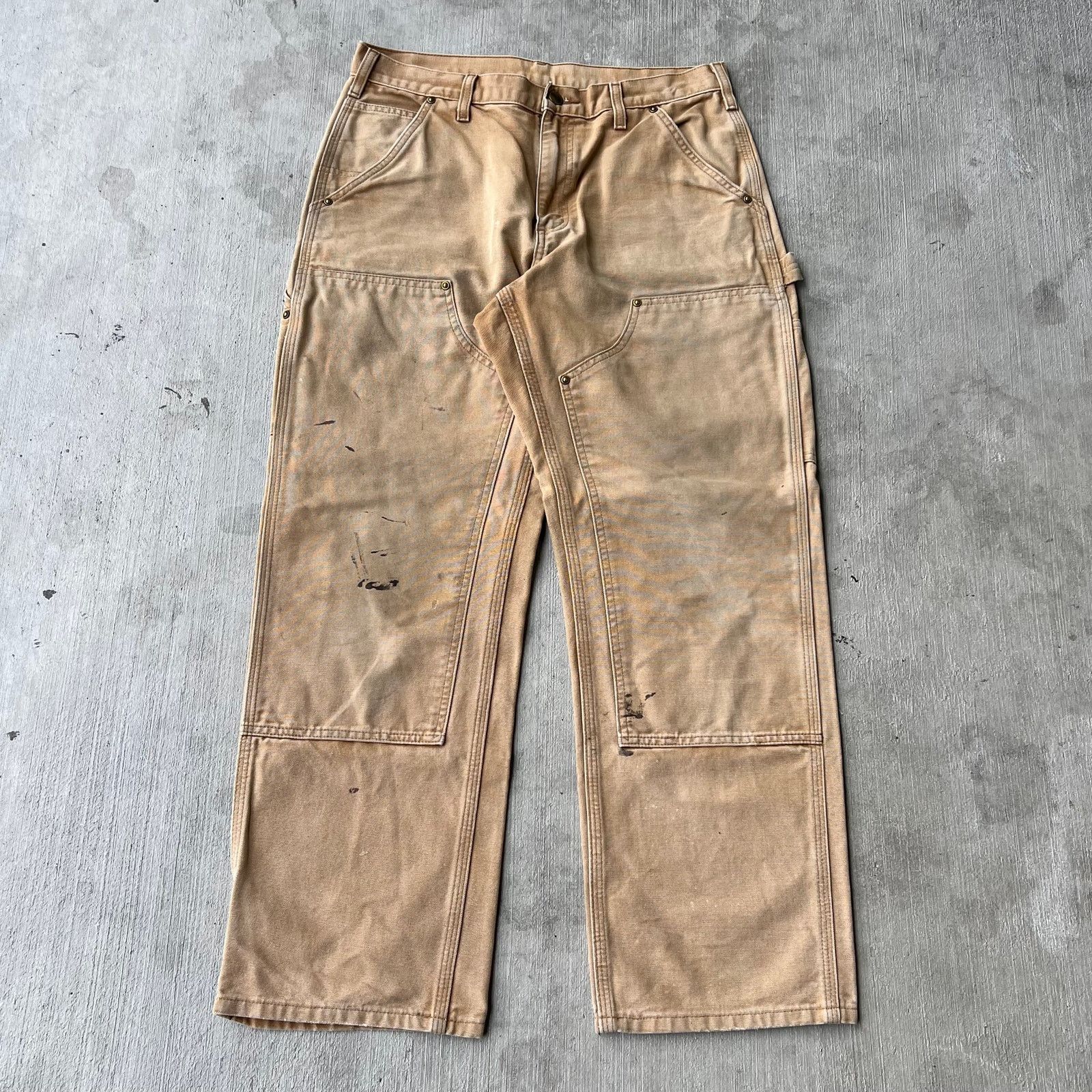 Carhartt × Vintage Carhartt faded brown double knee work wear carpenter pants Size US 31 - 1 Thumbnail