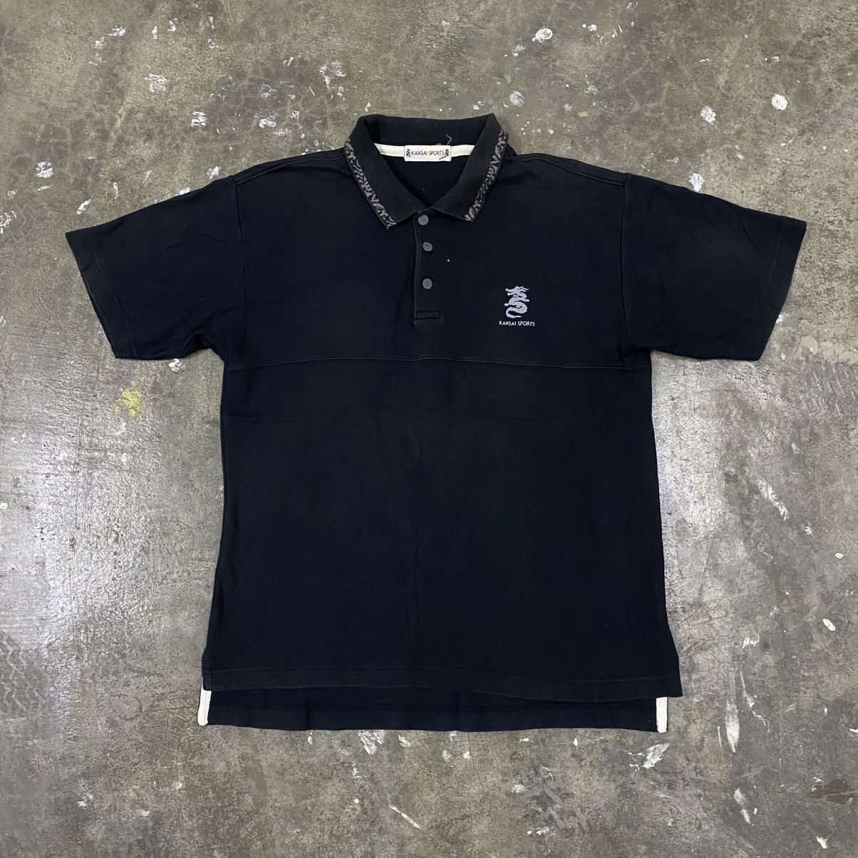 Kansai Yamamoto Vintage 80s Kansai Sport Dragon Polo Shirt Yohji Issey Japan Size US XL / EU 56 / 4 - 2 Thumbnail