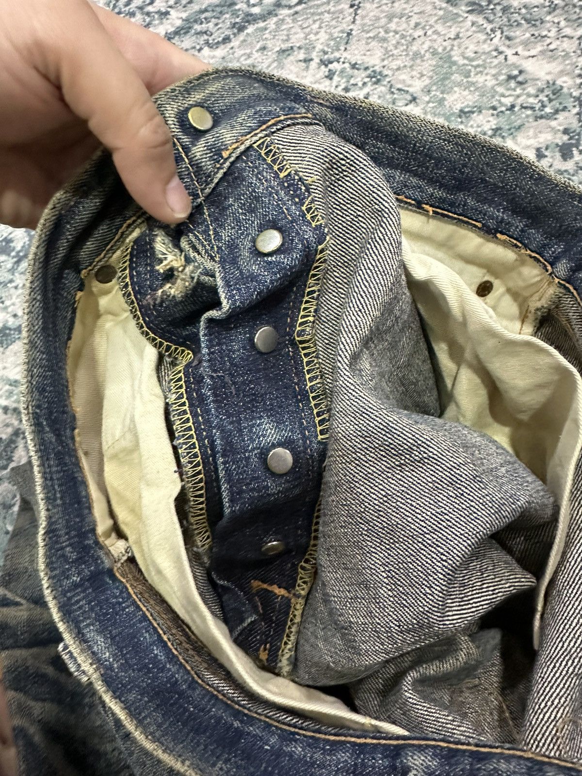 Denime Vintage Denime Faded Honeycomb Selvedge Distressed Jeans Size US 30 / EU 46 - 7 Thumbnail