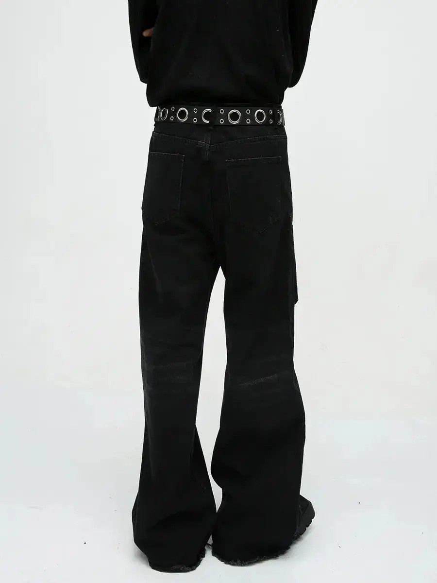 Japanese Brand Retro loose straight leg wide leg fringed jeans Size US 32 / EU 48 - 2 Thumbnail
