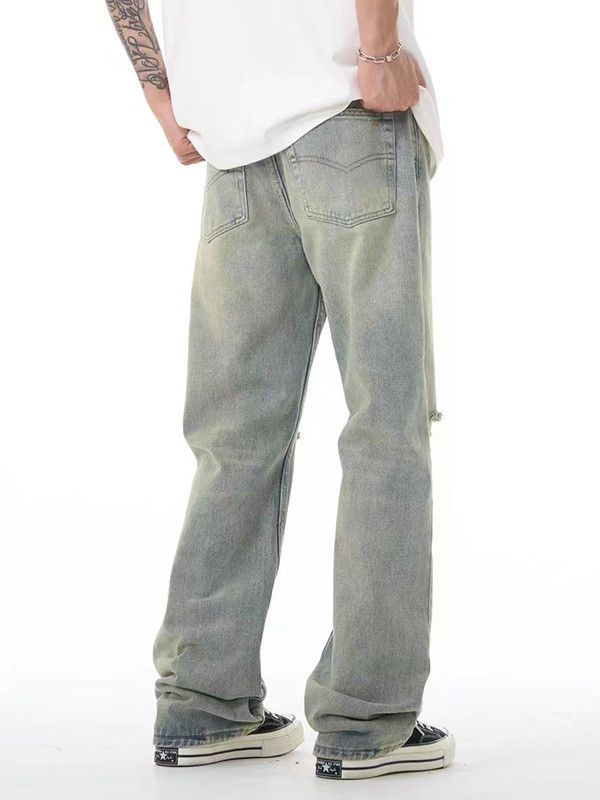 Japanese Brand Light blue loose washed distressed jeans with holes Size US 34 / EU 50 - 3 Thumbnail