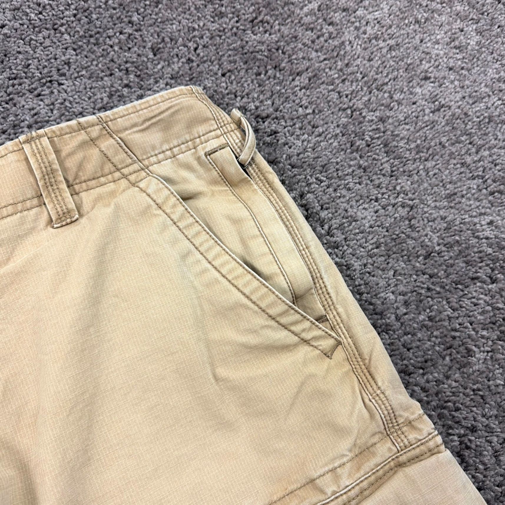 Vintage L.L. Bean Pants Mens 38 Cargo Canvas Beige Cotton Workwear Regular Straight Cargo Pocket 30 In Inseam 38x30 Mens Size US 38 / EU 54 - 4 Thumbnail