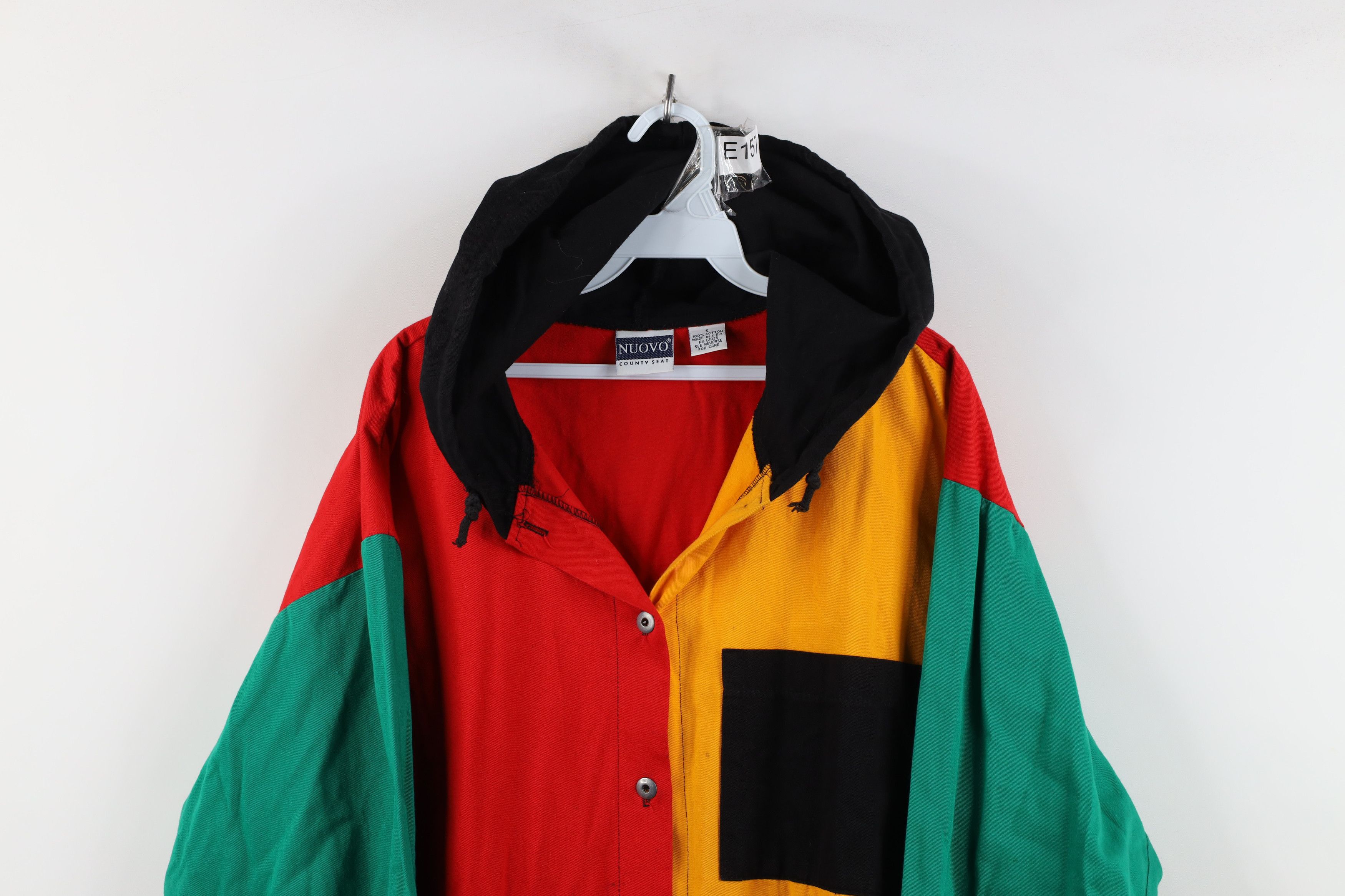Vintage Vintage 90s Streetwear Baggy Hooded Button Shirt Jacket USA Size S / US 4 / IT 40 - 2 Thumbnail