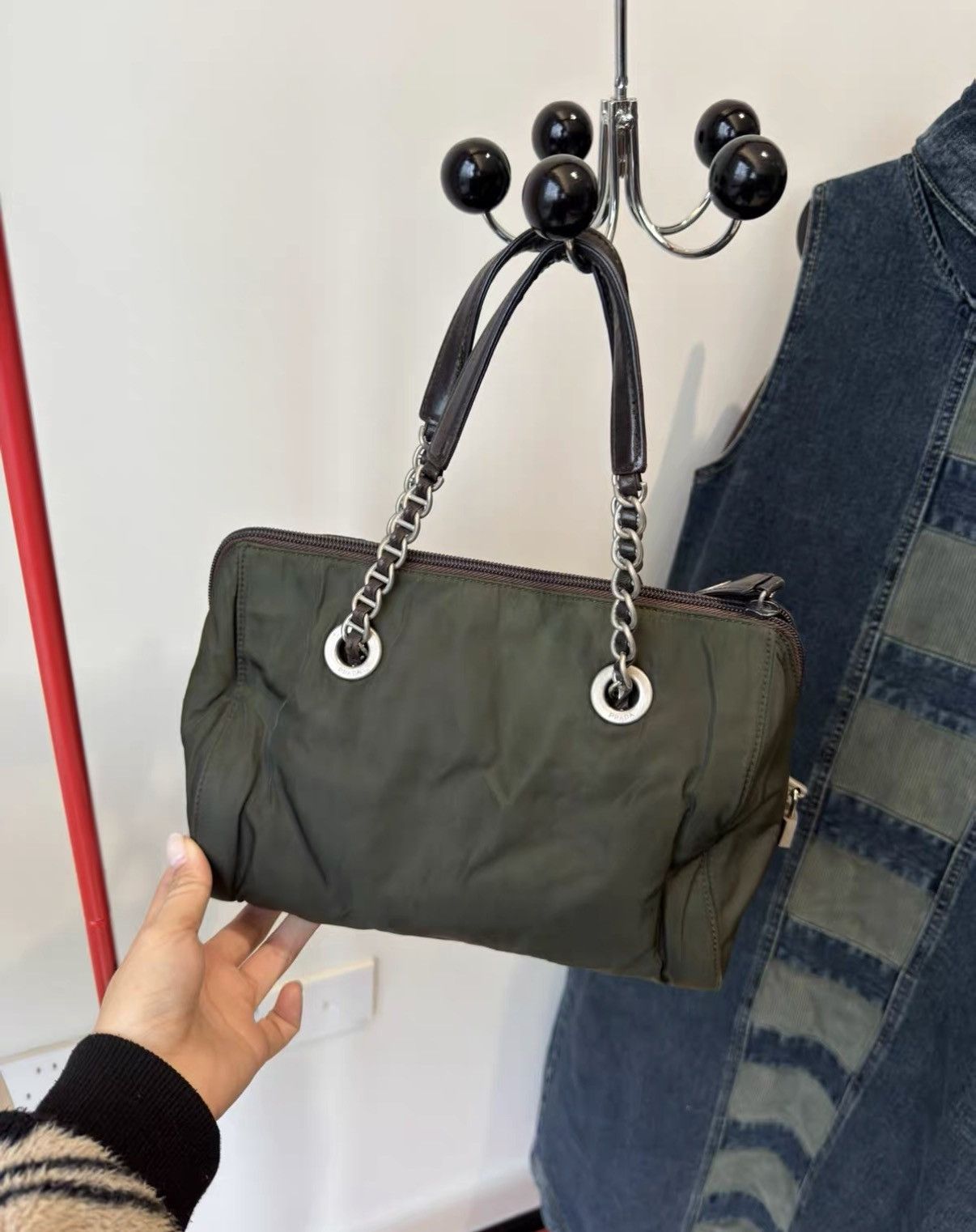 Prada Prada Vintage Retro Army Green Mini Boston Handbag J36 Size ONE SIZE - 2 Thumbnail