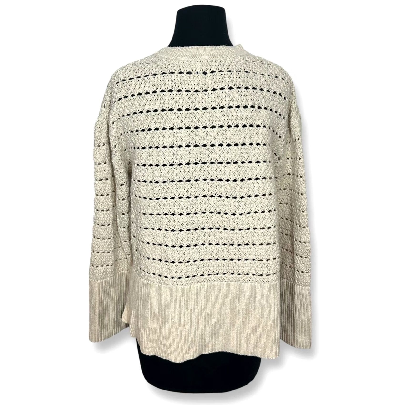 Gap VINTAGE GAP Cotton Knit Sweater Open Stitch Pullover Relaxed Fit Cream XS Size XS / US 0-2 / IT 36-38 - 2 Thumbnail