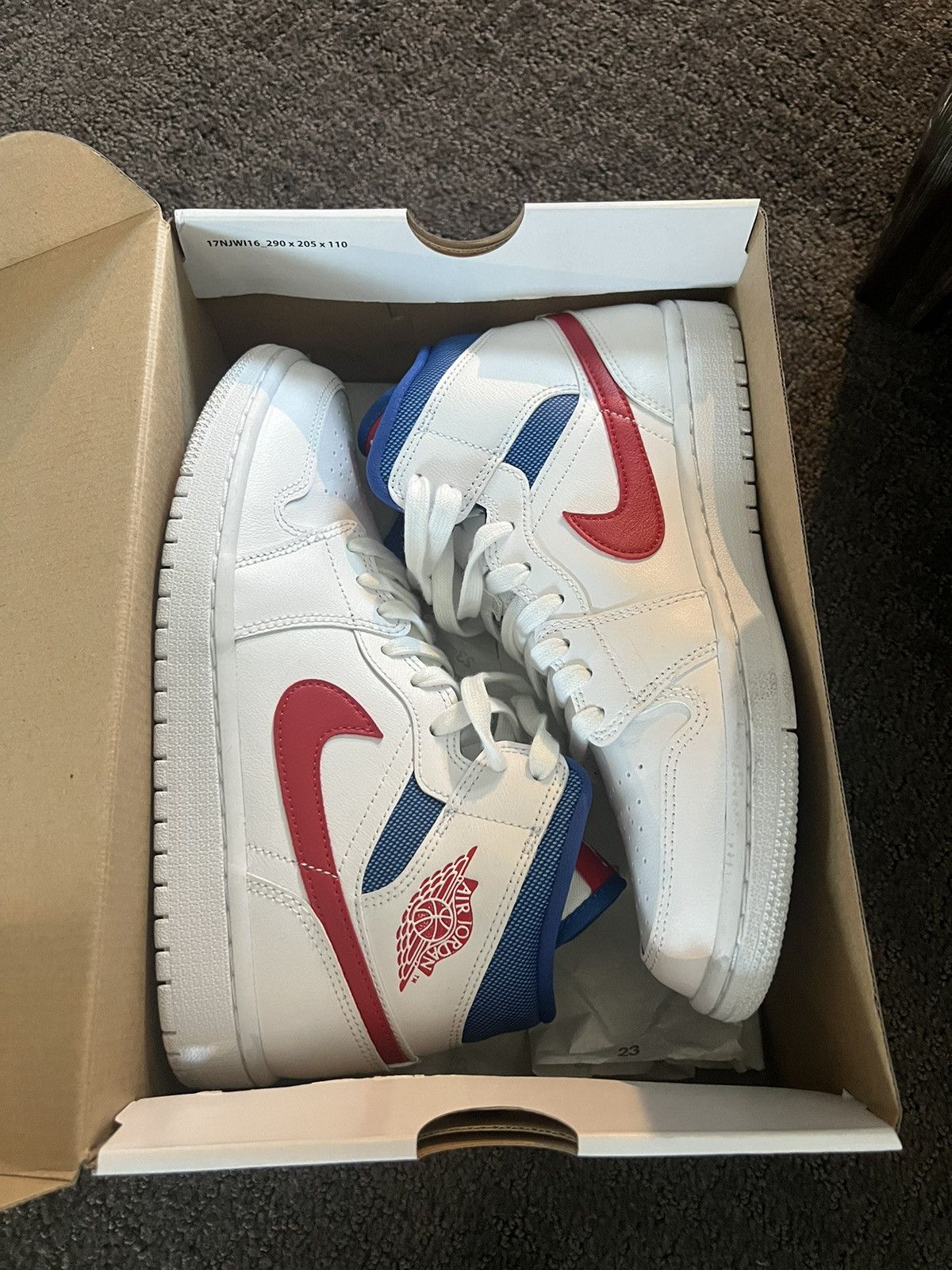 Jordan Brand × Nike JORDAN 1 MID WHITE RED ROYAL Size US 8 / IT 38 - 6 Thumbnail