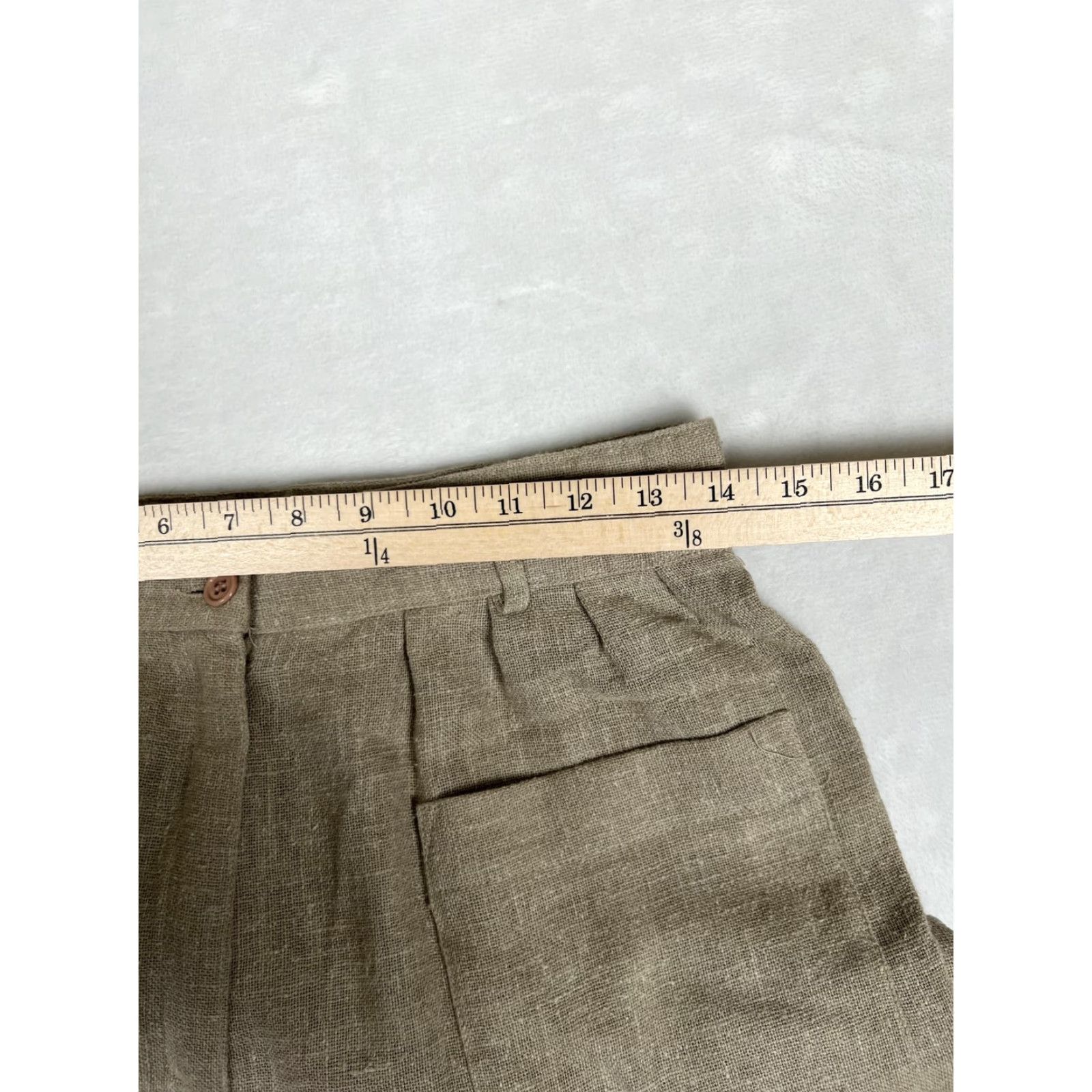 Vintage VINTAGE BIS Pants Womens 44 Beige Linen Pleated Straight Leg Dress Trousers Talon Size 30" / US 8 / IT 44 - 3 Thumbnail