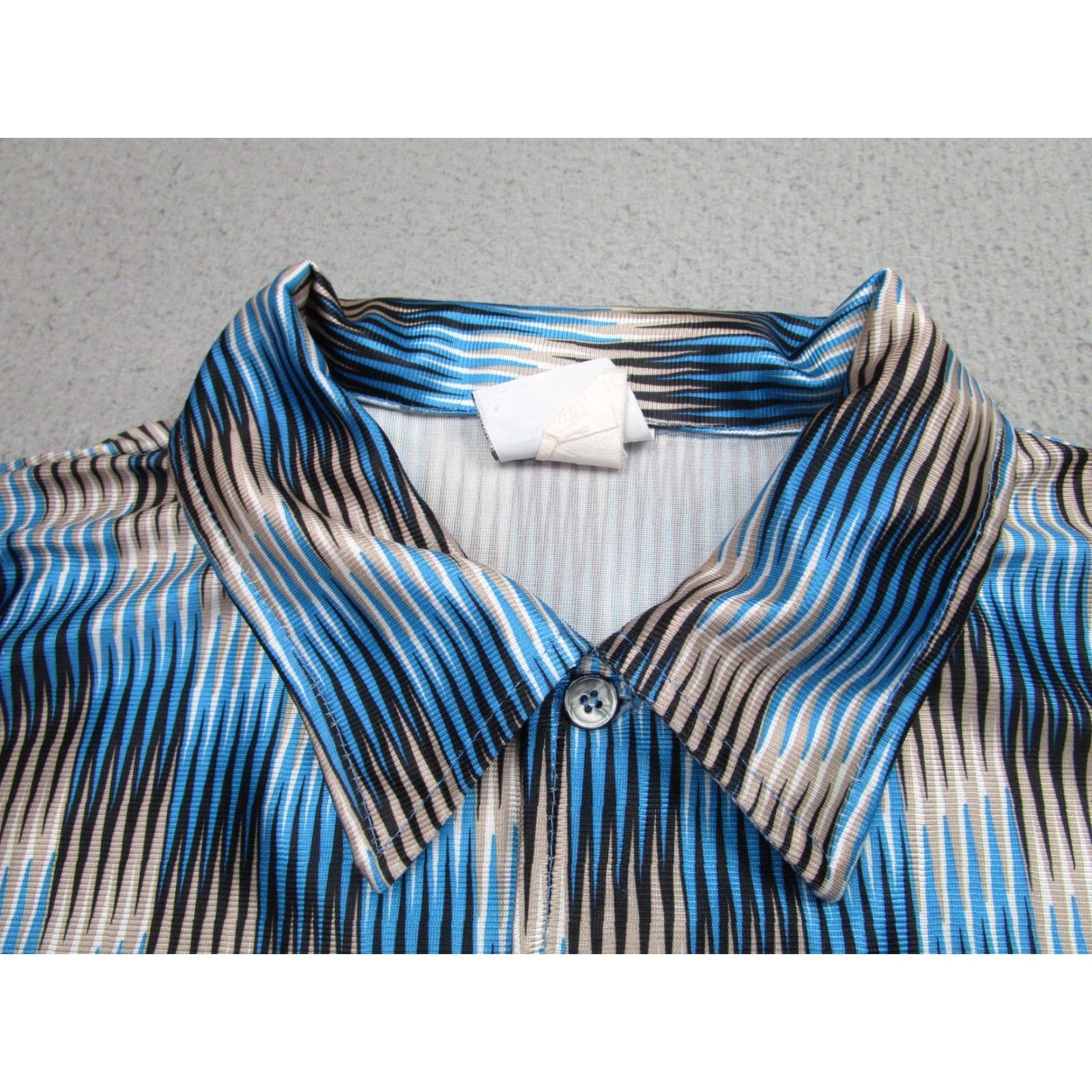 Gloverall Street Culture Shirt Mens XL Blue Geometric Disco 90s Satin All over Print y2k Size US XL / EU 56 / 4 - 4 Thumbnail