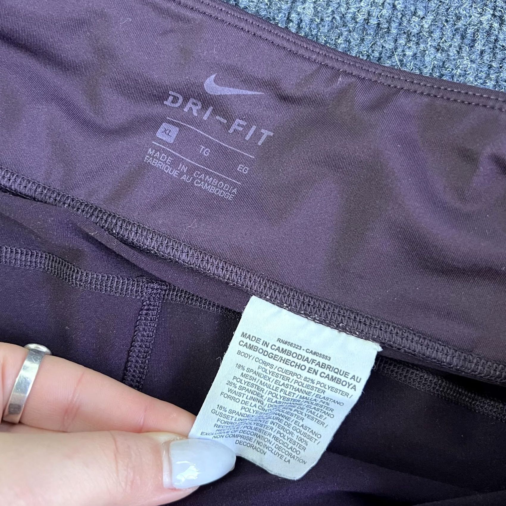 Nike Nike Leggings Womens Medium Purple Dri-FIT Capri Running Yoga Stretch Athletic Size 32" / US 10 / IT 46 - 2 Thumbnail