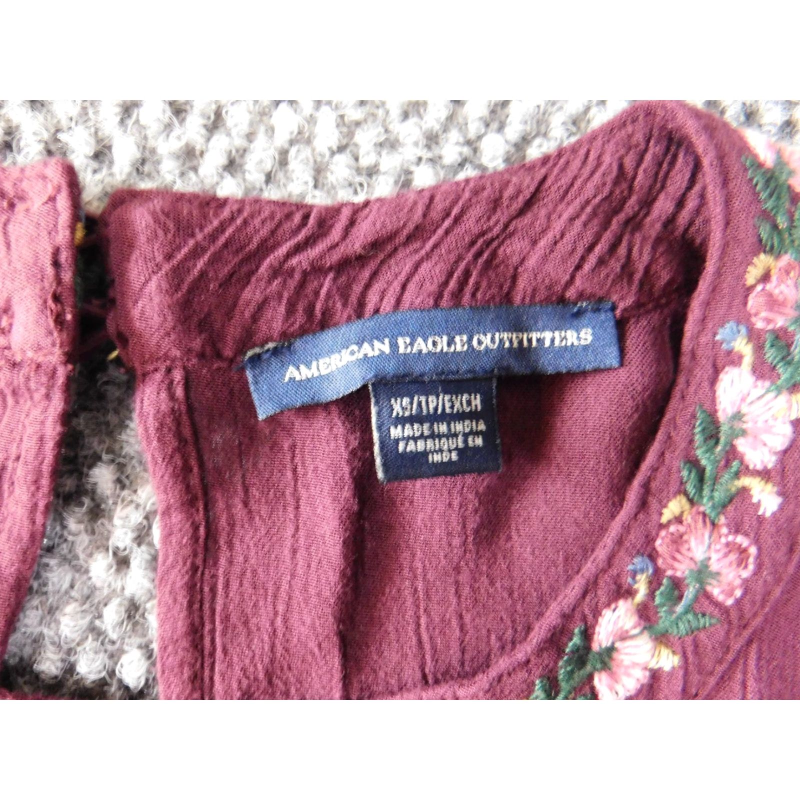 American Eagle Outfitters American Eagle Outfitters Womens Dress A-Line XS Floral Off the Shoulder Knee Length Red Blue Raglan Sleeve Long Sleeve 0? Size XS / US 0-2 / IT 36-38 - 4 Thumbnail