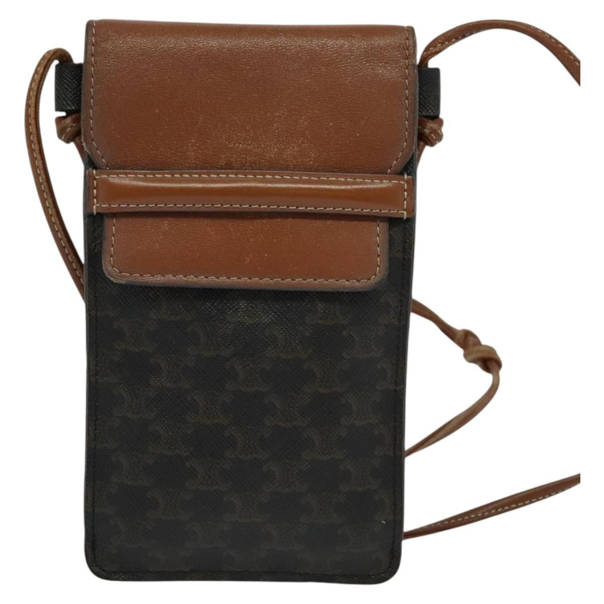 Celine CELINE Triomphe Cell Phone Case Shoulder Bag Pvc Black Size ONE SIZE - 2 Thumbnail