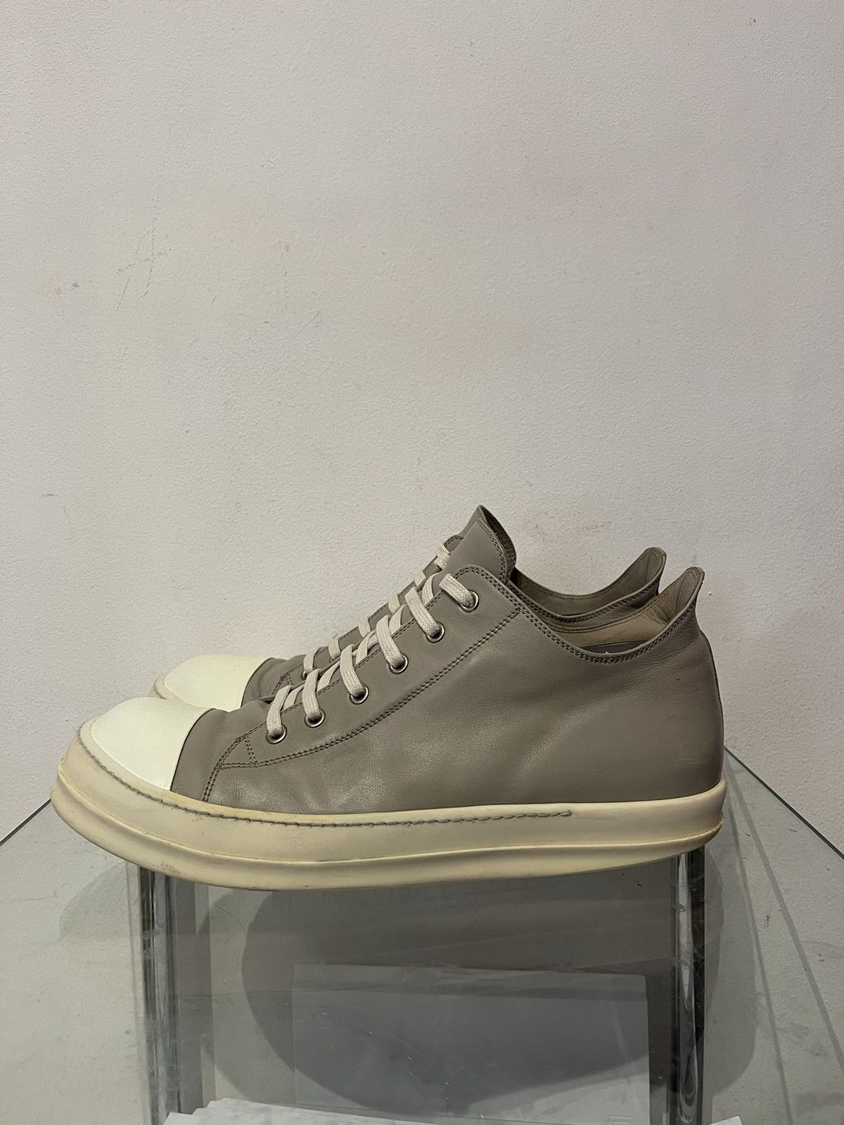 Rick Owens × Rick Owens Drkshdw Rick Owens Mainline 2016 Light Grey Ramones Low Size US 12 / EU 45 - 3 Thumbnail