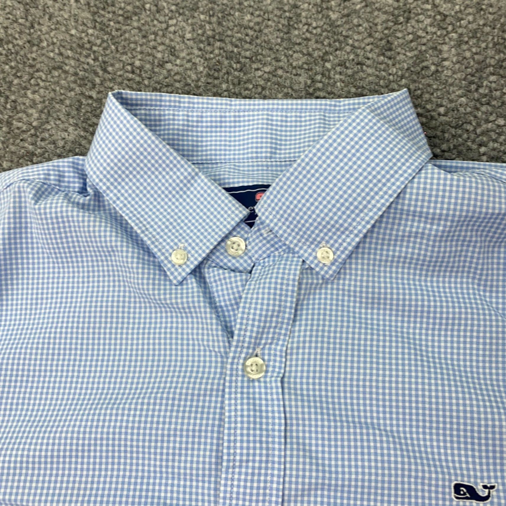 Vineyard Vines VINEYARD VINES Whale Shirt Mens XL Blue Check Long Sleeve Embroidered Button-Up Size US XL / EU 56 / 4 - 3 Thumbnail
