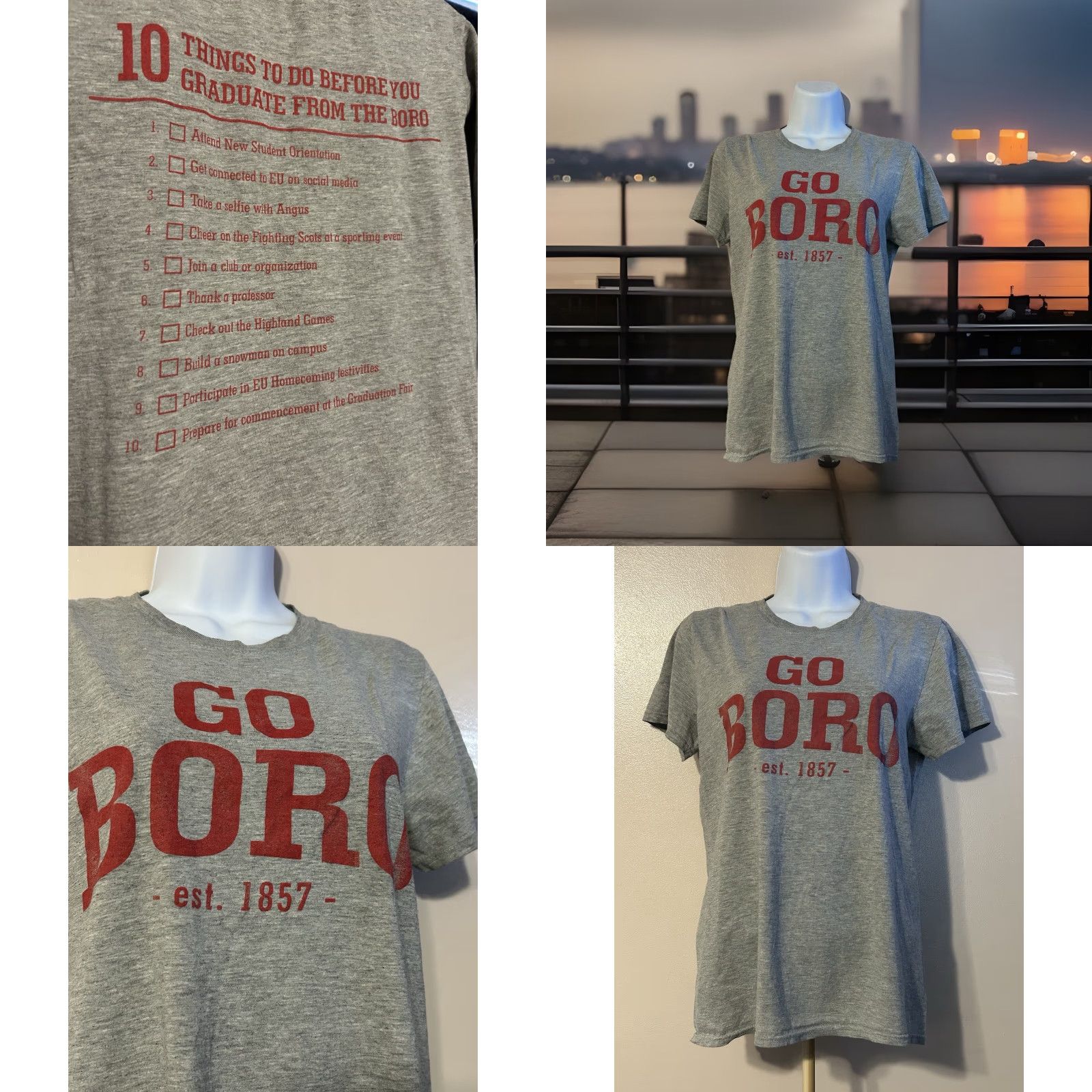 Gildan VINTAGE Edinboro University Shirt Women Small Short Sleeve Heather Gray Double Sided Size S / US 4 / IT 40 - 8 Thumbnail
