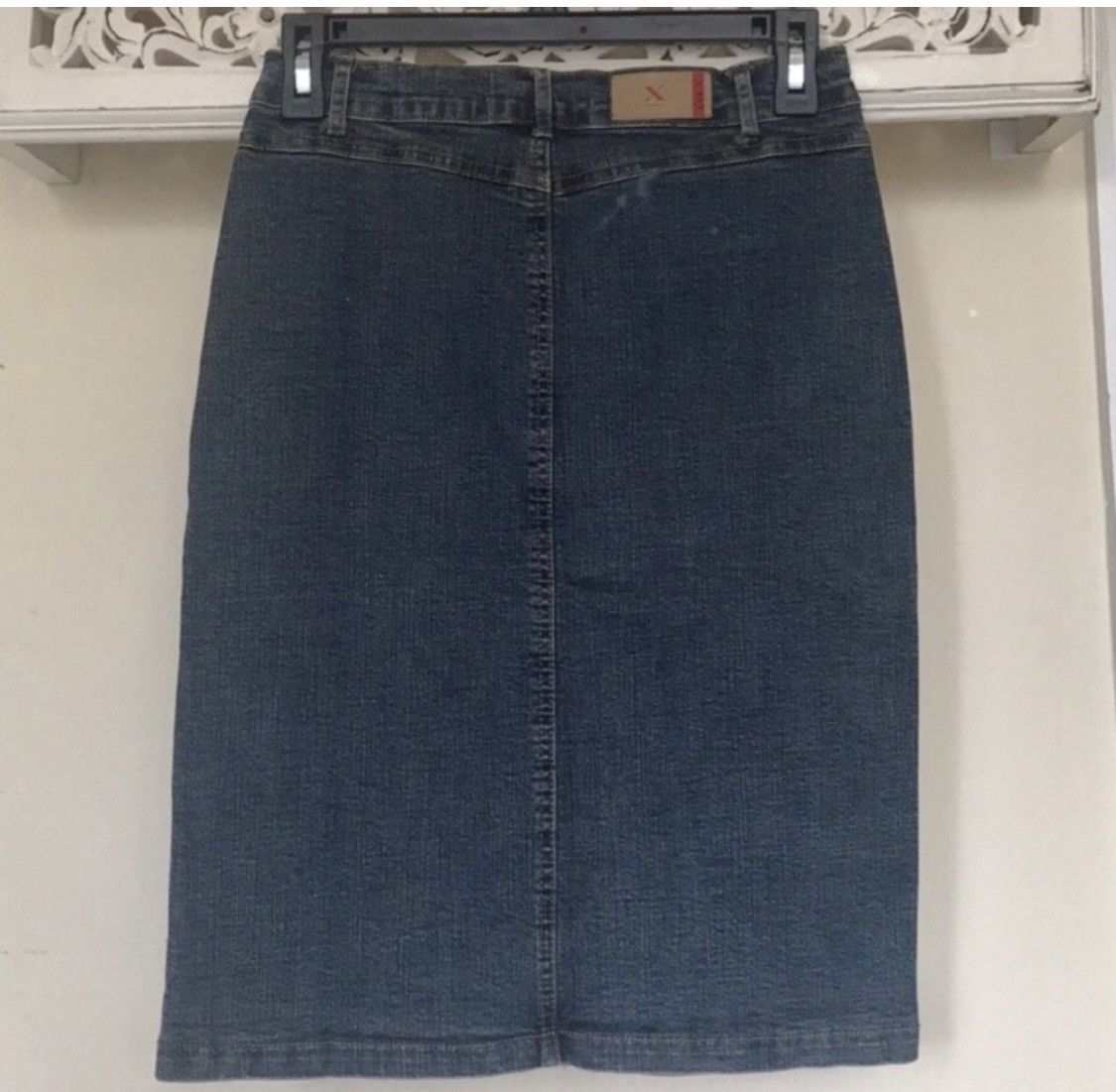 Other LVLX FRONT SLIT HIGH WAIST DENIM JEAN SKIRT ZIPPER POCKETS Size 26" / US 2 / IT 38 - 6 Thumbnail