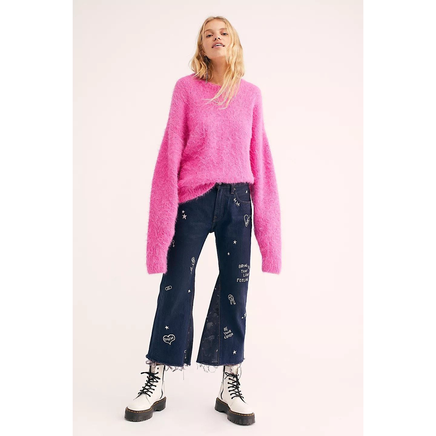 Free People New Free People Barber Jocelyn Sketchy Culotte Jeans $253 Size 28" / US 6 / IT 42 - 1 Thumbnail