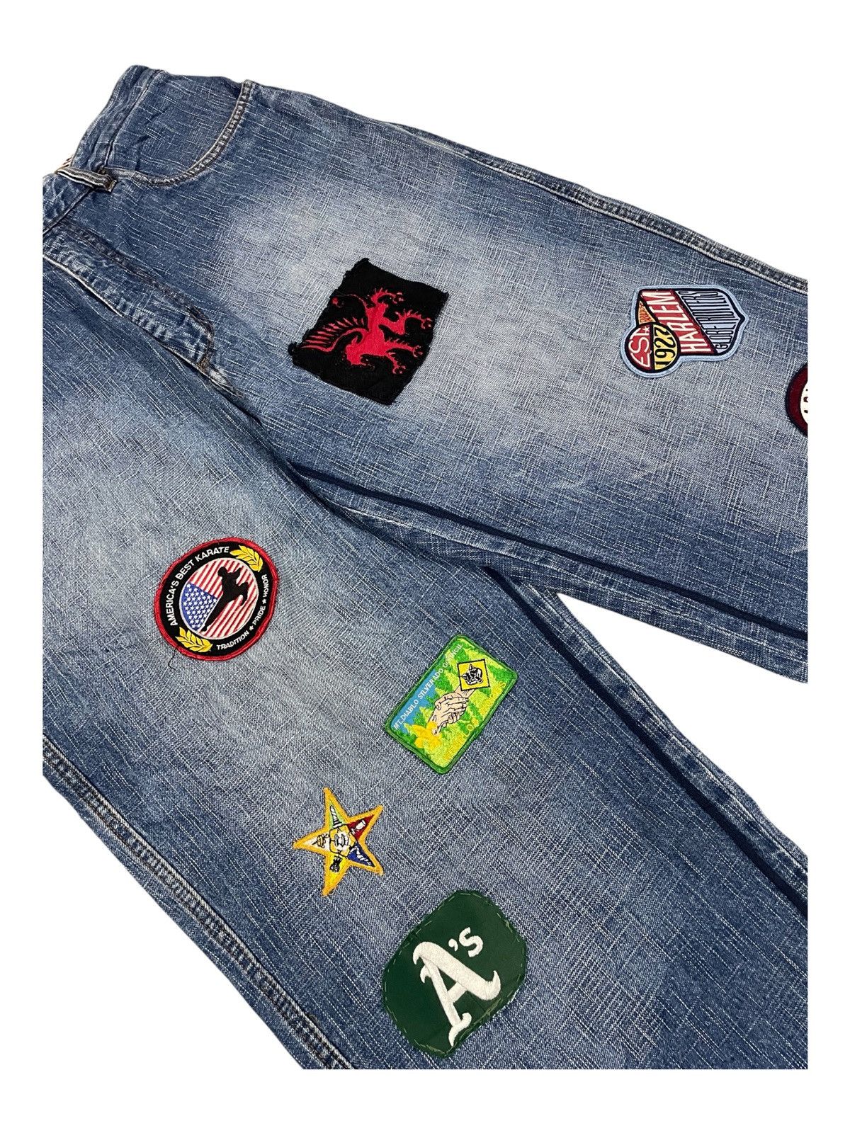 Fubu × Harlem Globetrotters × JNCO Y2K FUBU PLATINUM Harlem Globetrotters Patches Baggy Jeans Size US 34 / EU 50 - 6 Thumbnail