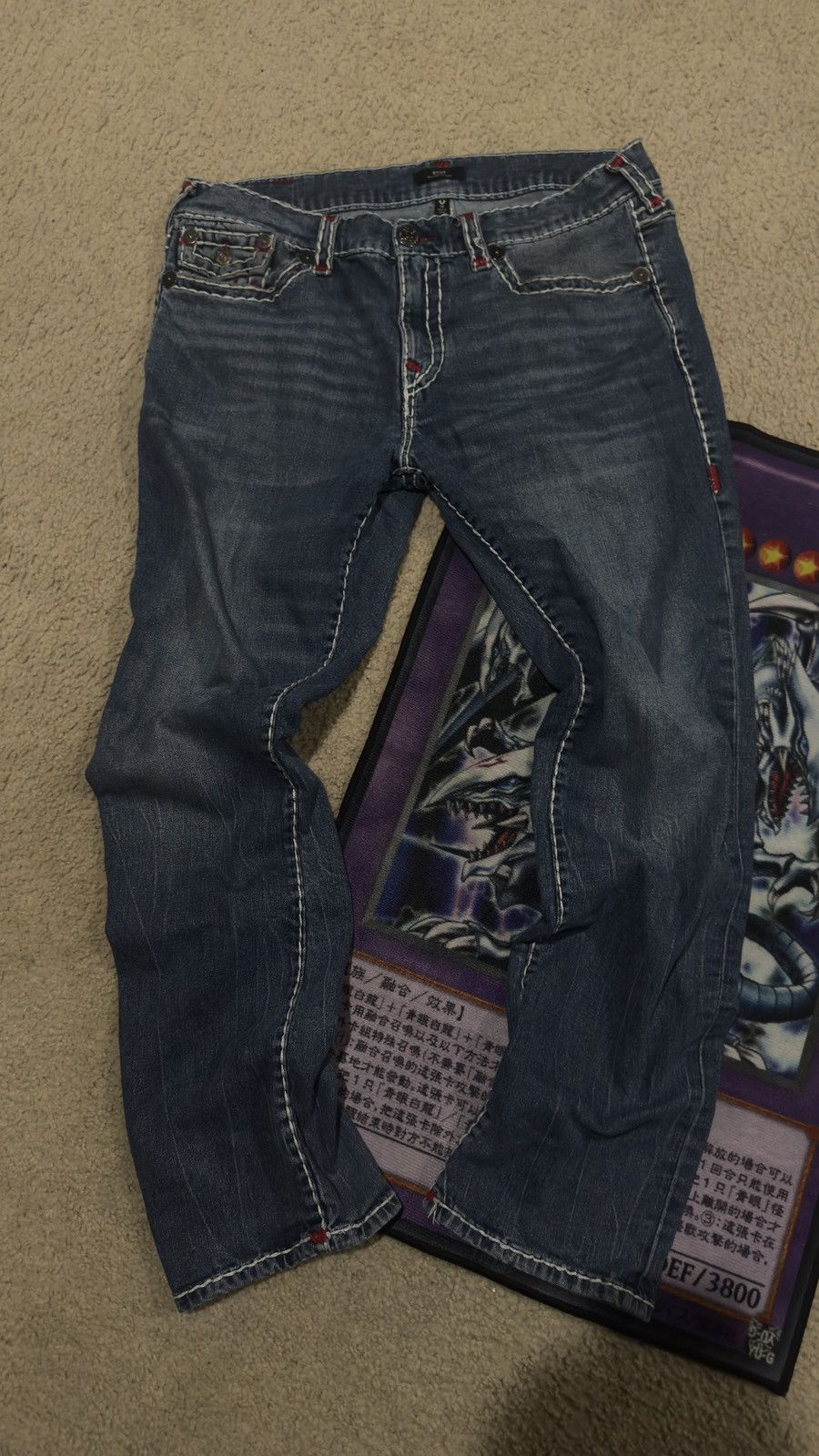 True Religion × Vintage True Religion jeans white stitch with hint of red Size US 38 / EU 54 - 4 Thumbnail