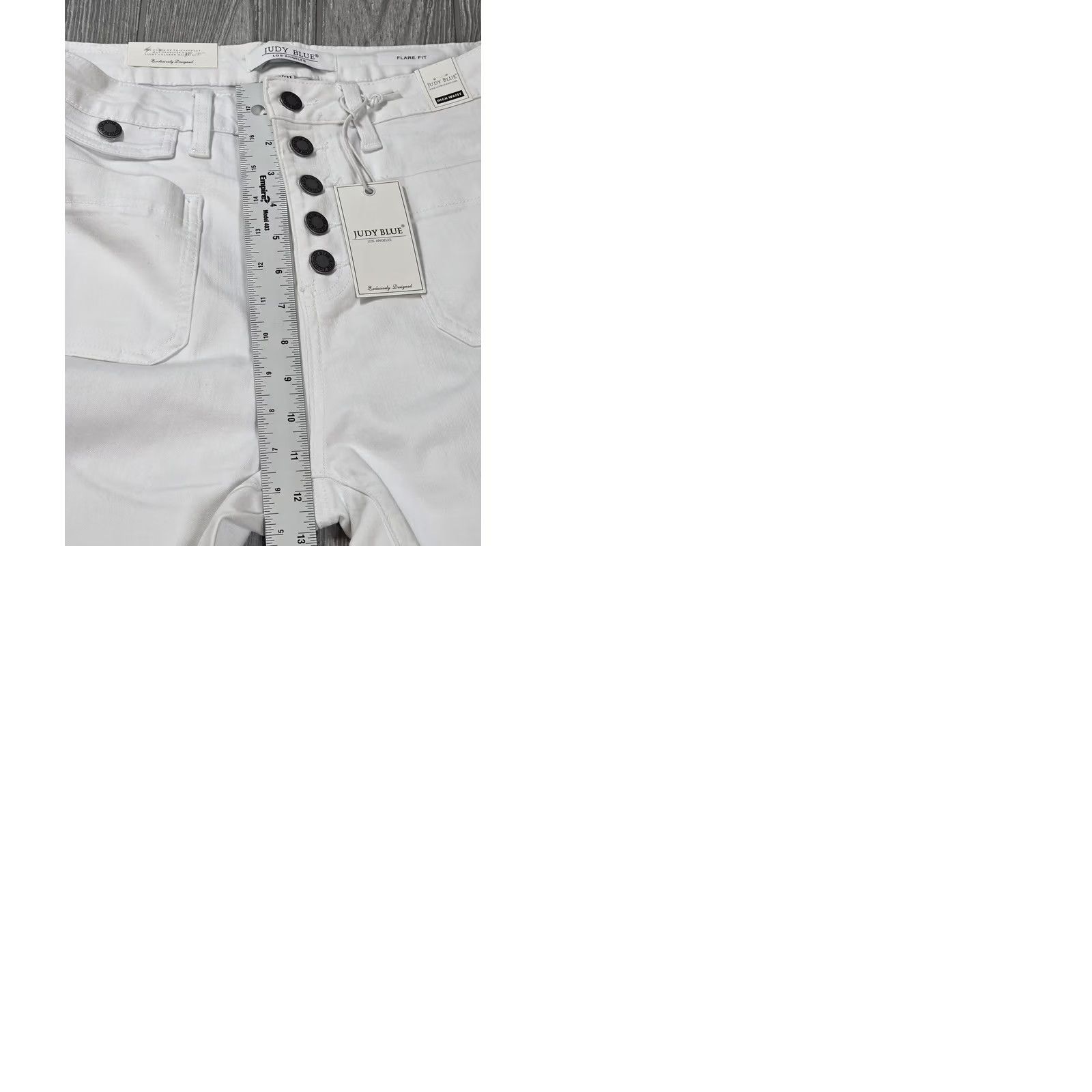 Vintage Judy Blue White High Waist Flare Button Fly Jeans Womens 33x33 Size 36" / US 14 / IT 50 - 11 Thumbnail