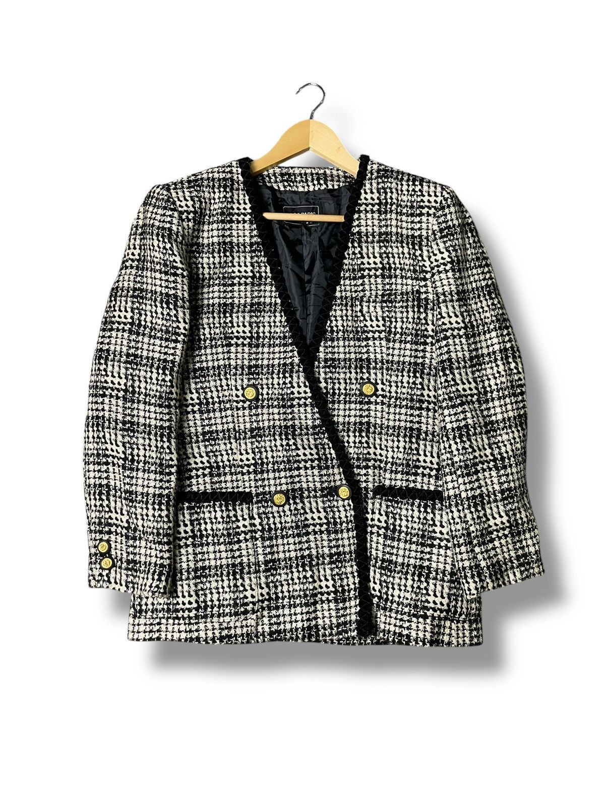 Japanese Brand × Vintage Miss Paris Brand Wool Tweed Fashion Jacket (66) Size XS / US 0-2 / IT 36-38 - 1 Thumbnail